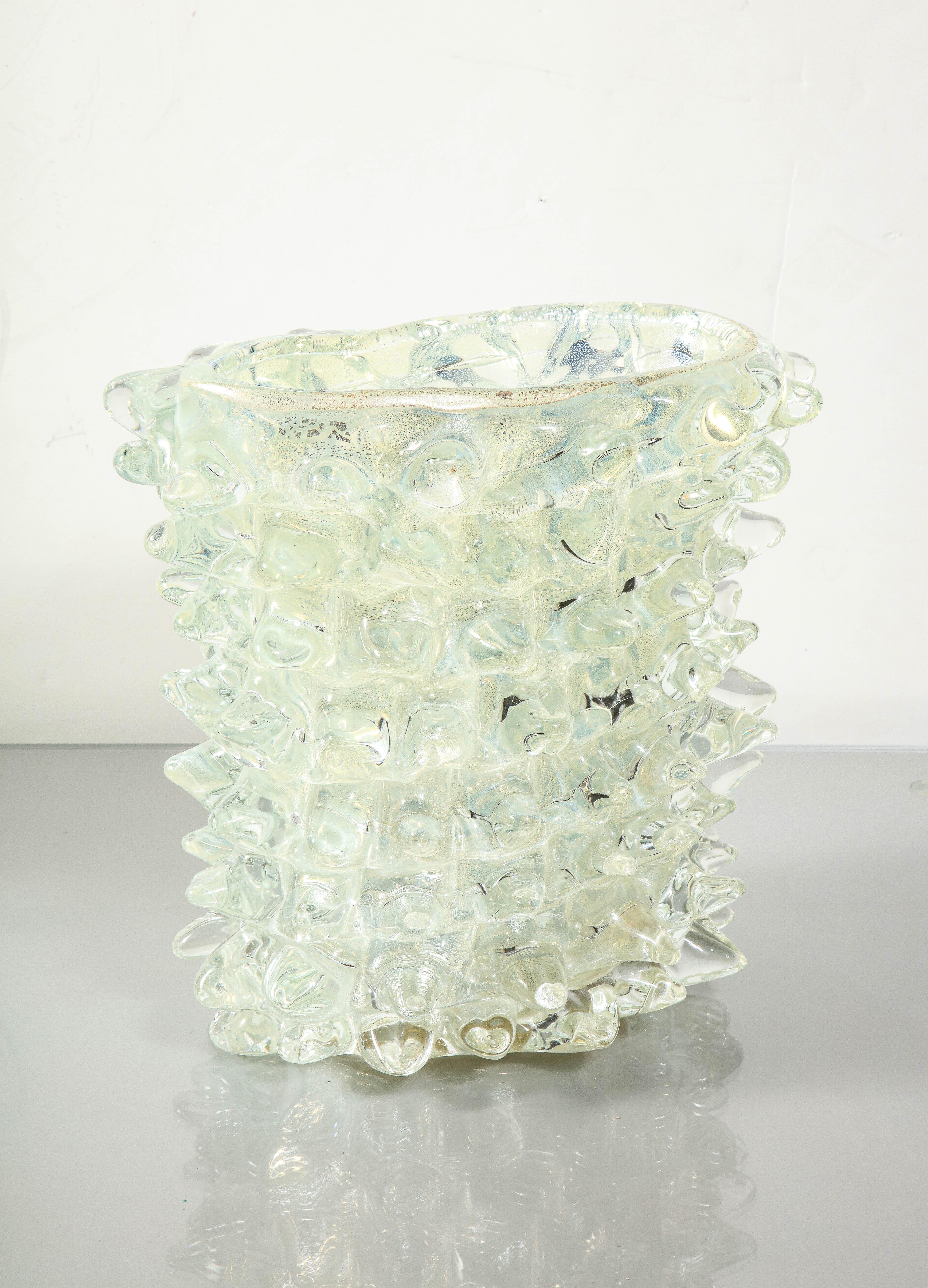 Opalisierendes Murano-Silber-Vase „Rostrate“ im Angebot 4