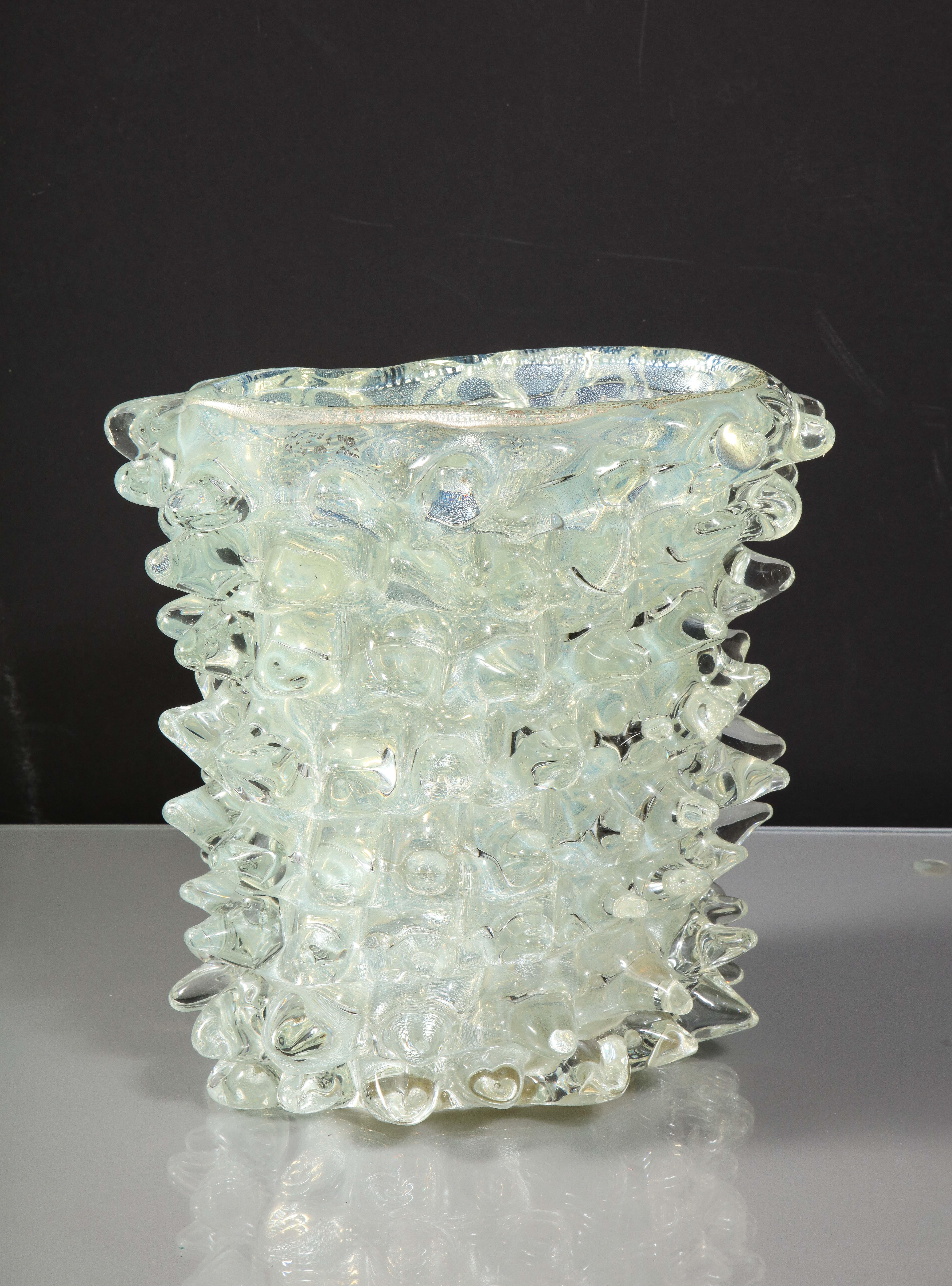 Opalisierendes Murano-Silber-Vase „Rostrate“ im Angebot 5