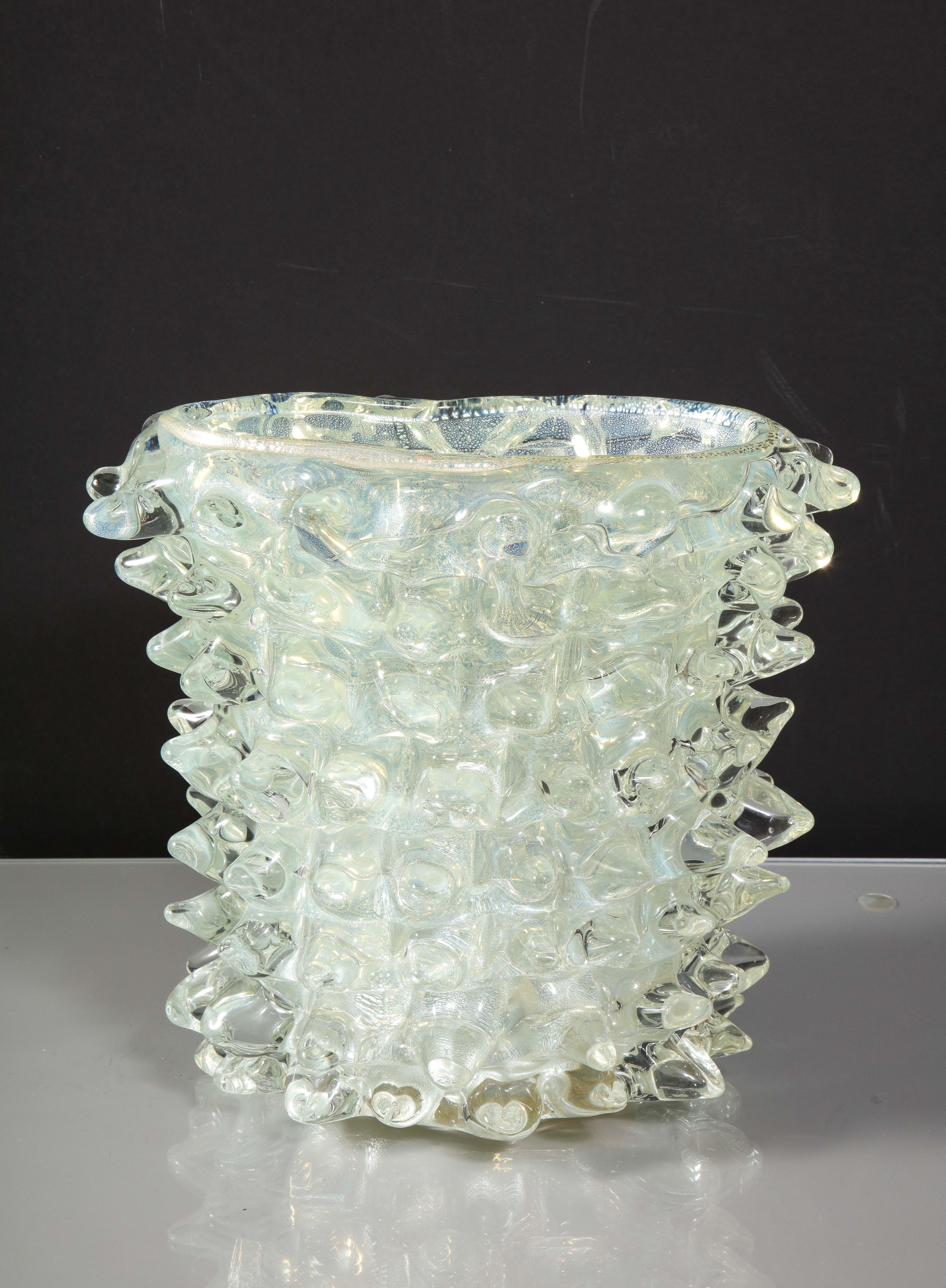 Opalisierendes Murano-Silber-Vase „Rostrate“ im Angebot 6