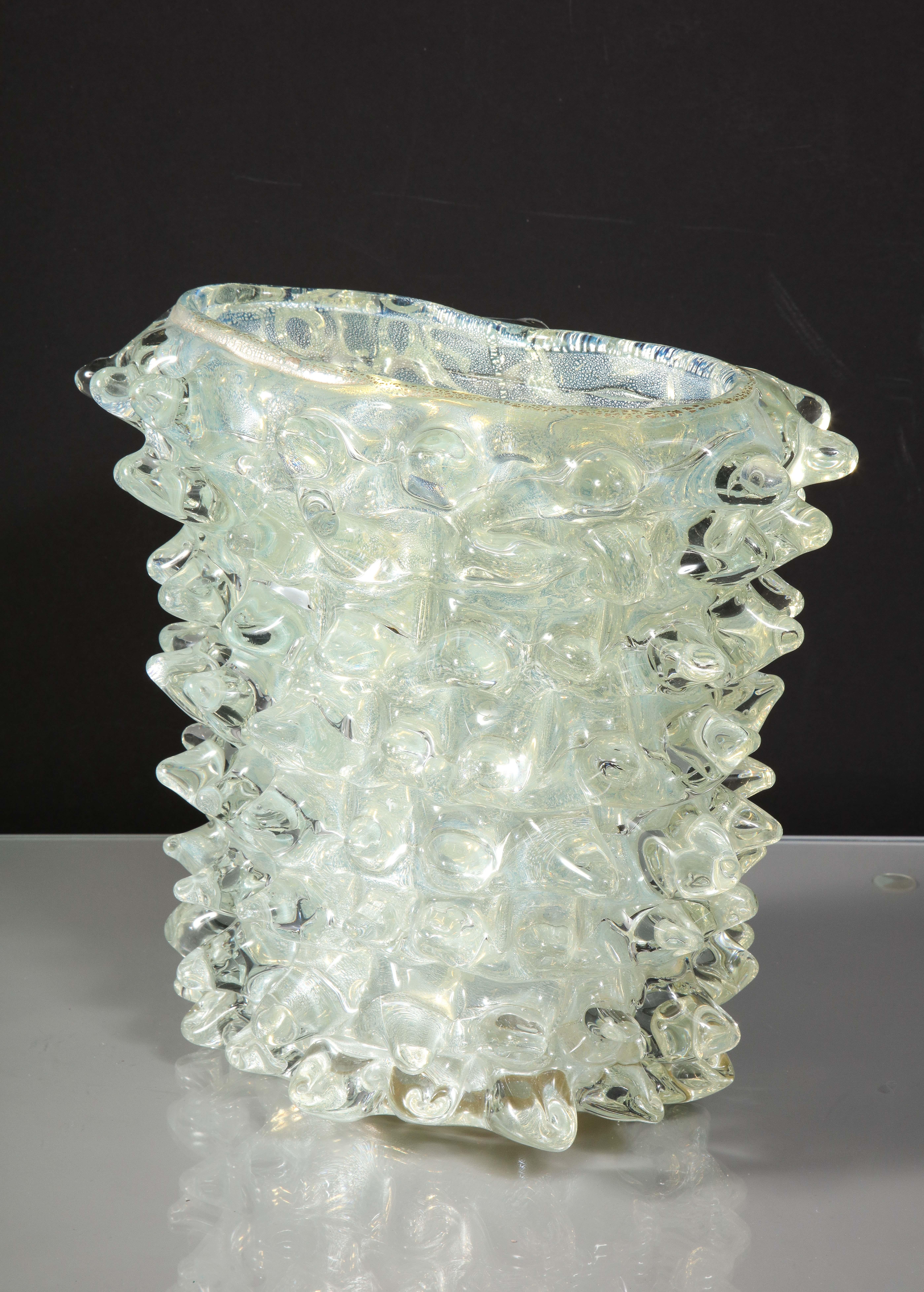 Opalisierendes Murano-Silber-Vase „Rostrate“ im Angebot 7