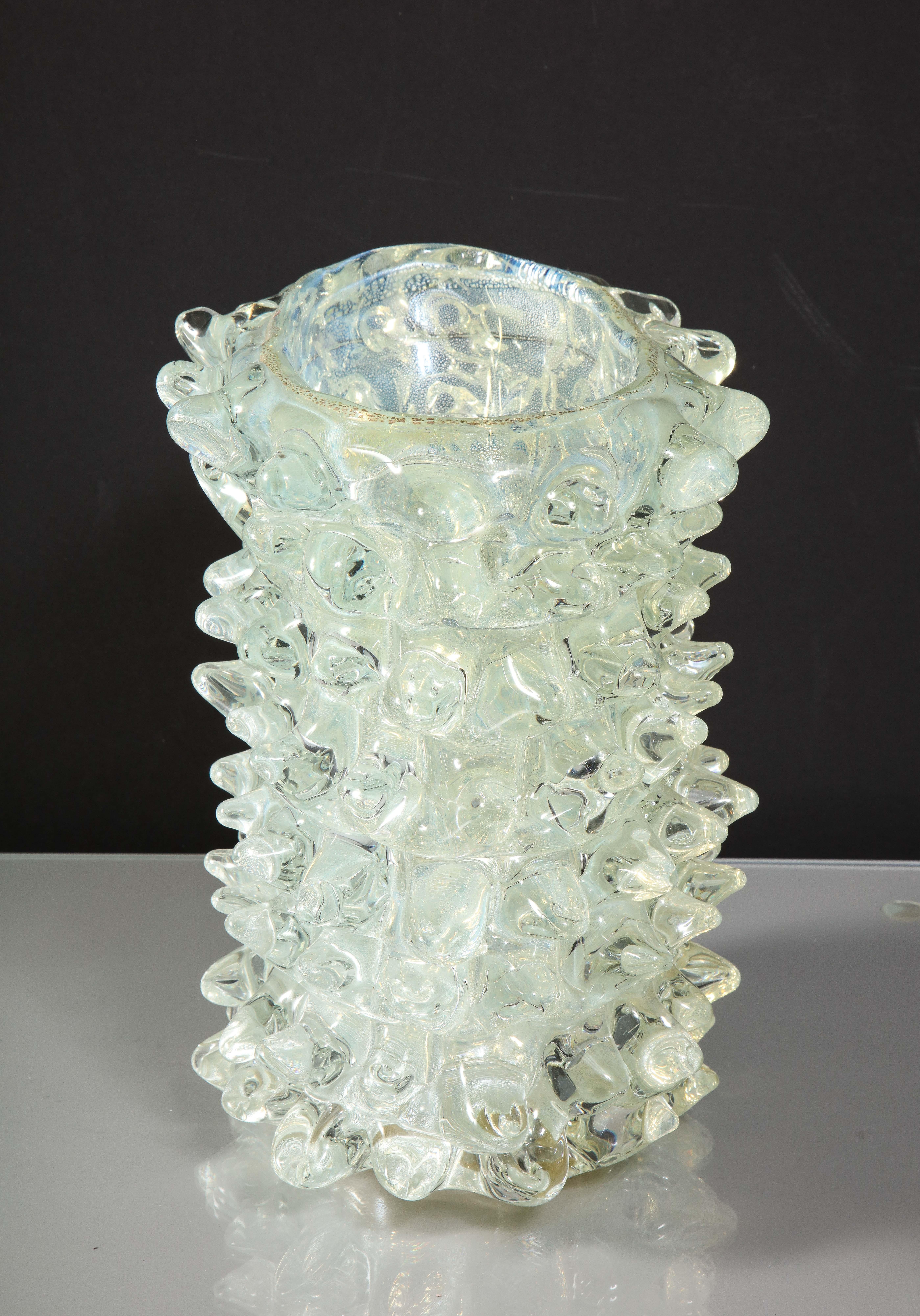 Opalisierendes Murano-Silber-Vase „Rostrate“ im Angebot 8