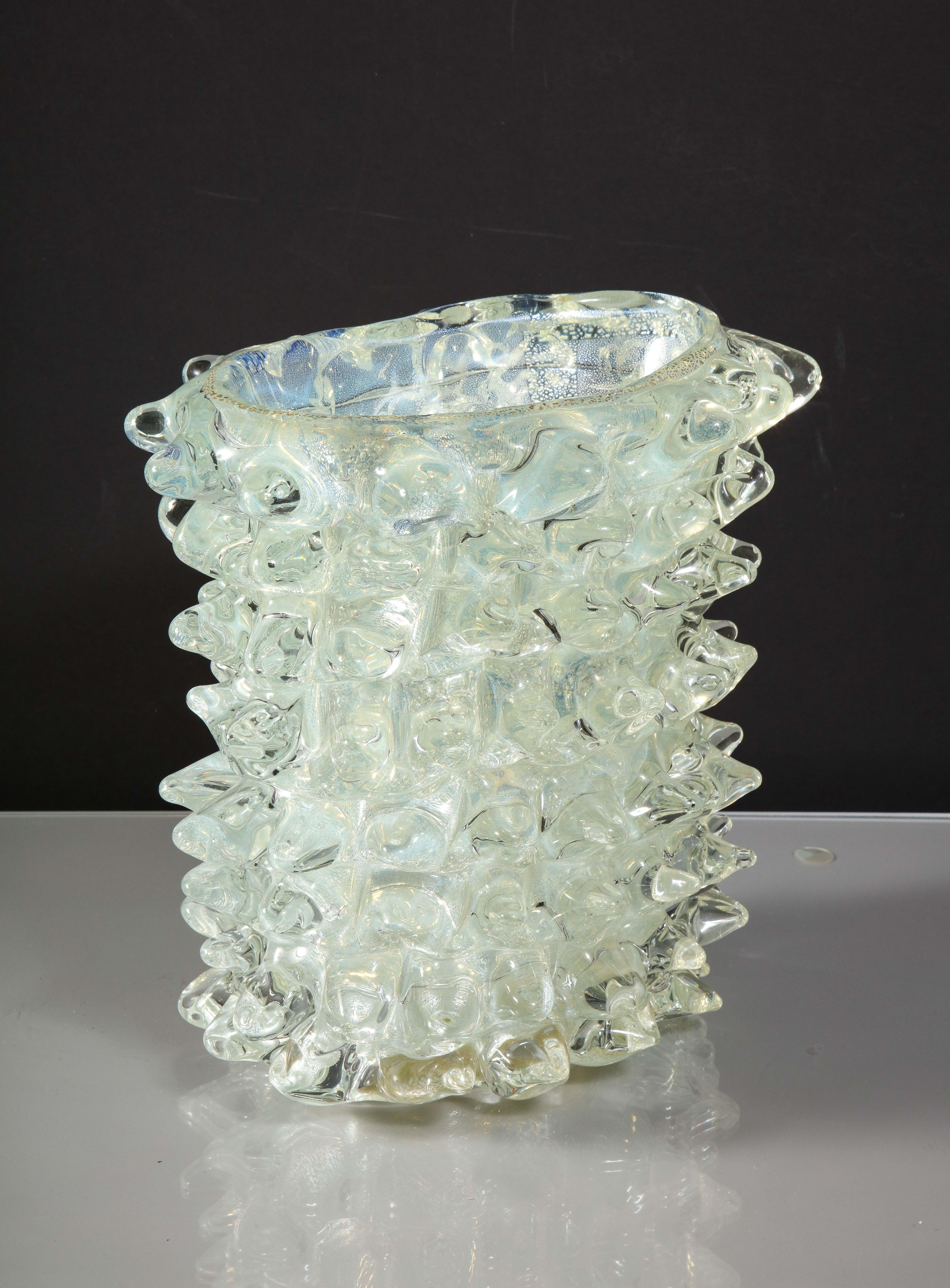Opalisierendes Murano-Silber-Vase „Rostrate“ im Angebot 9