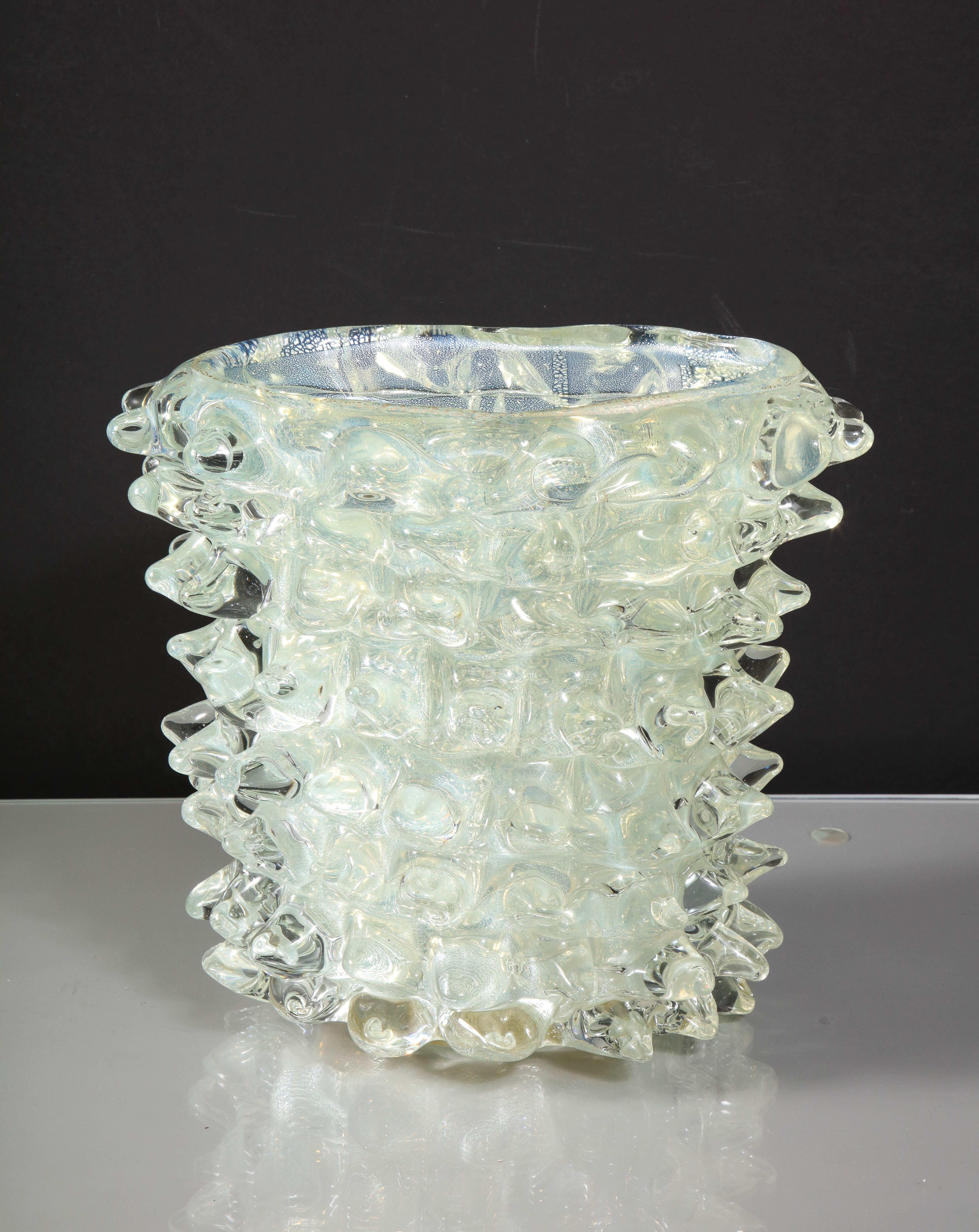 Opalisierendes Murano-Silber-Vase „Rostrate“ im Angebot 10