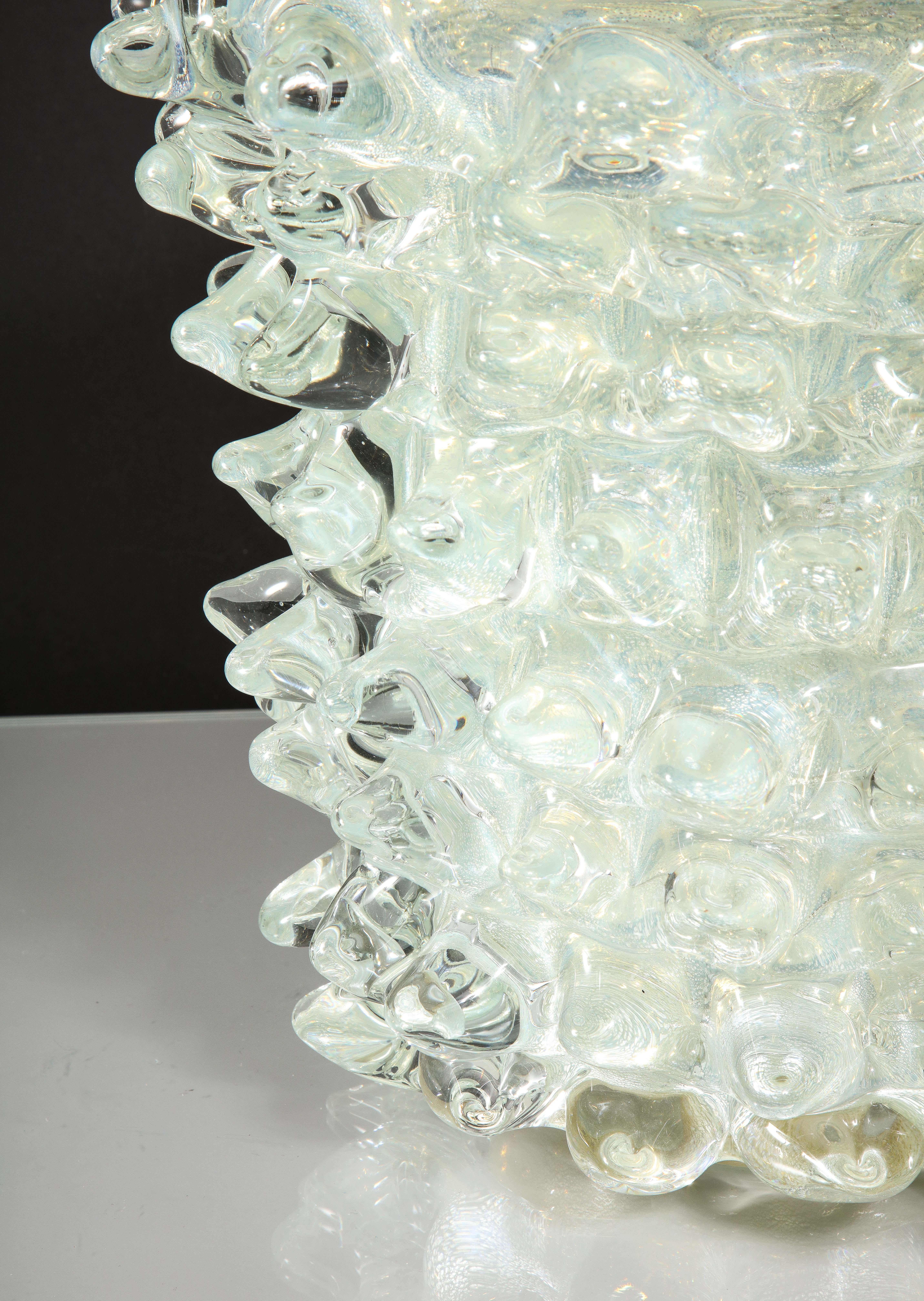 Opalisierendes Murano-Silber-Vase „Rostrate“ im Angebot 12