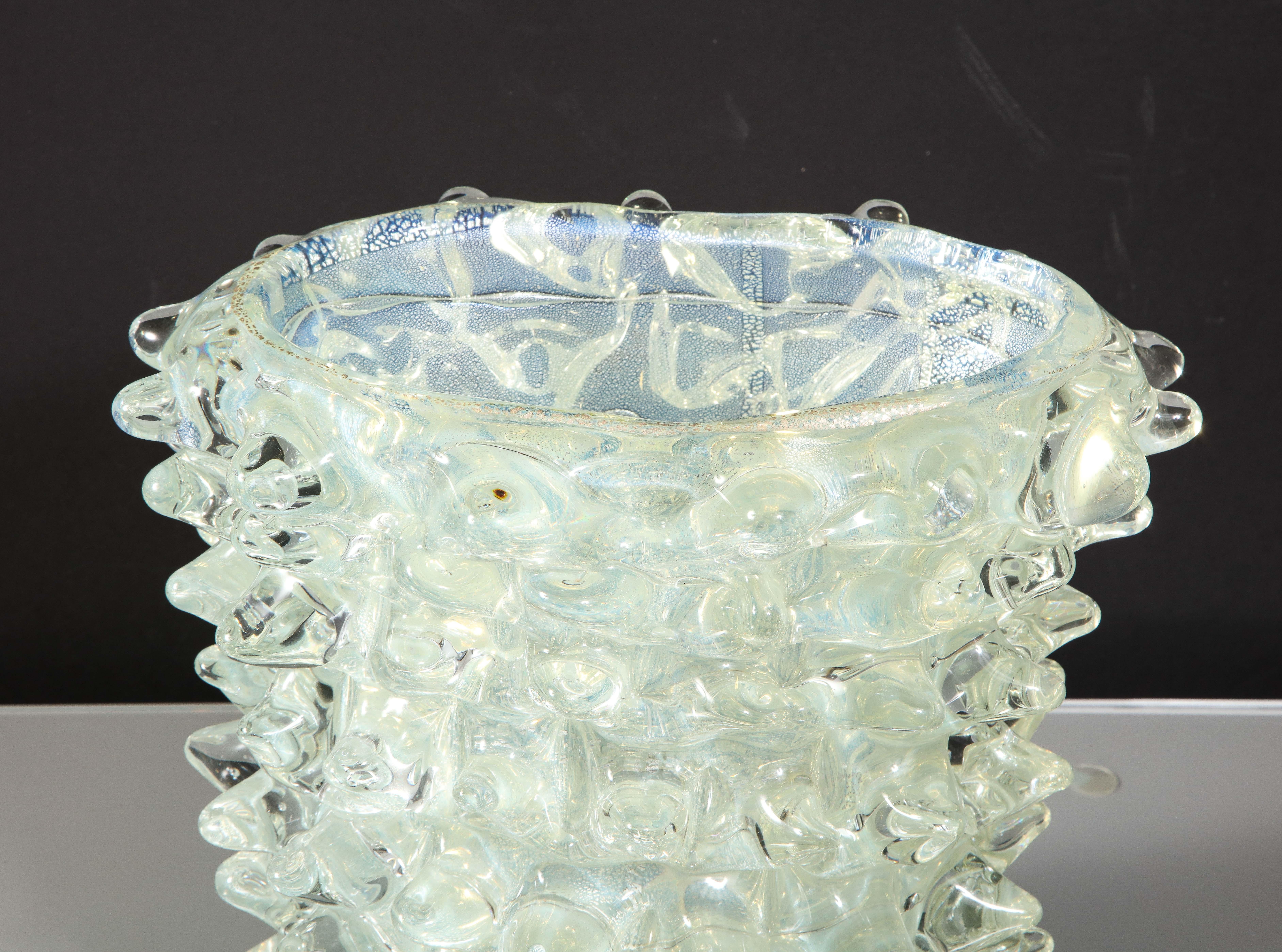 Opalisierendes Murano-Silber-Vase „Rostrate“ im Angebot 13