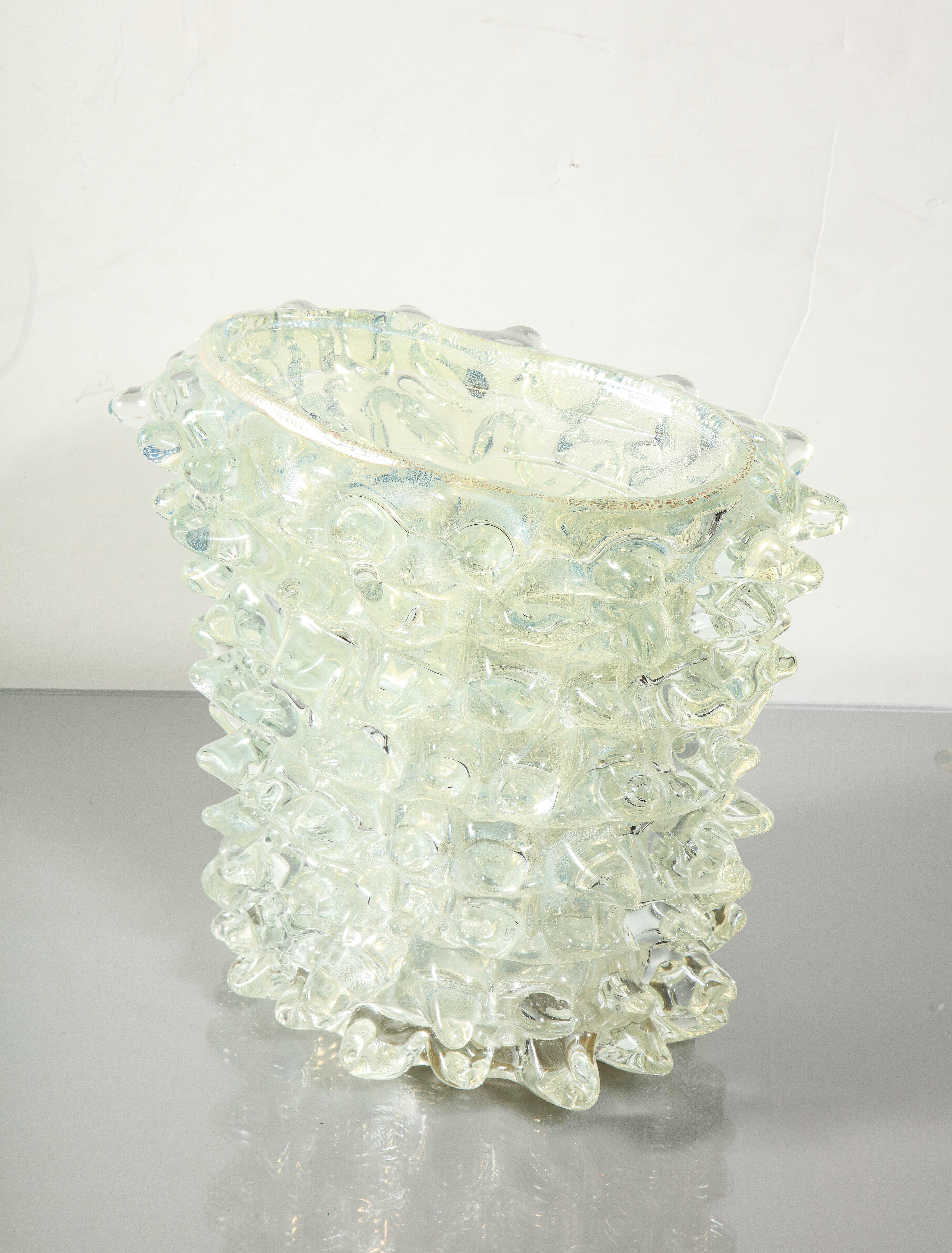 Opalisierendes Murano-Silber-Vase „Rostrate“ im Angebot 1
