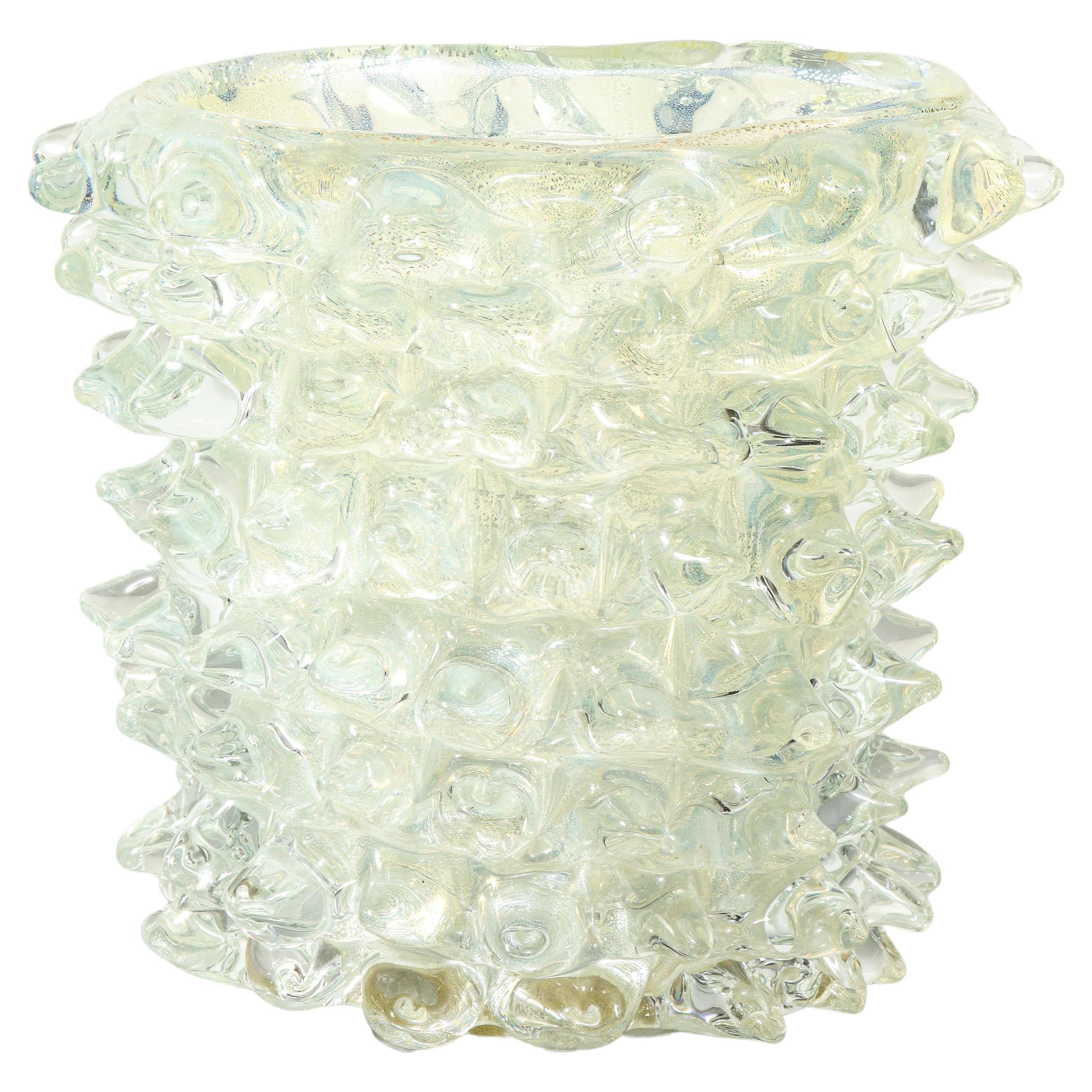Silver Opalescent Murano Glass Spike Vase
