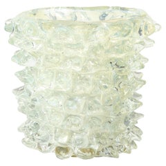 Silver Opalescent Murano Glass Spike Vase