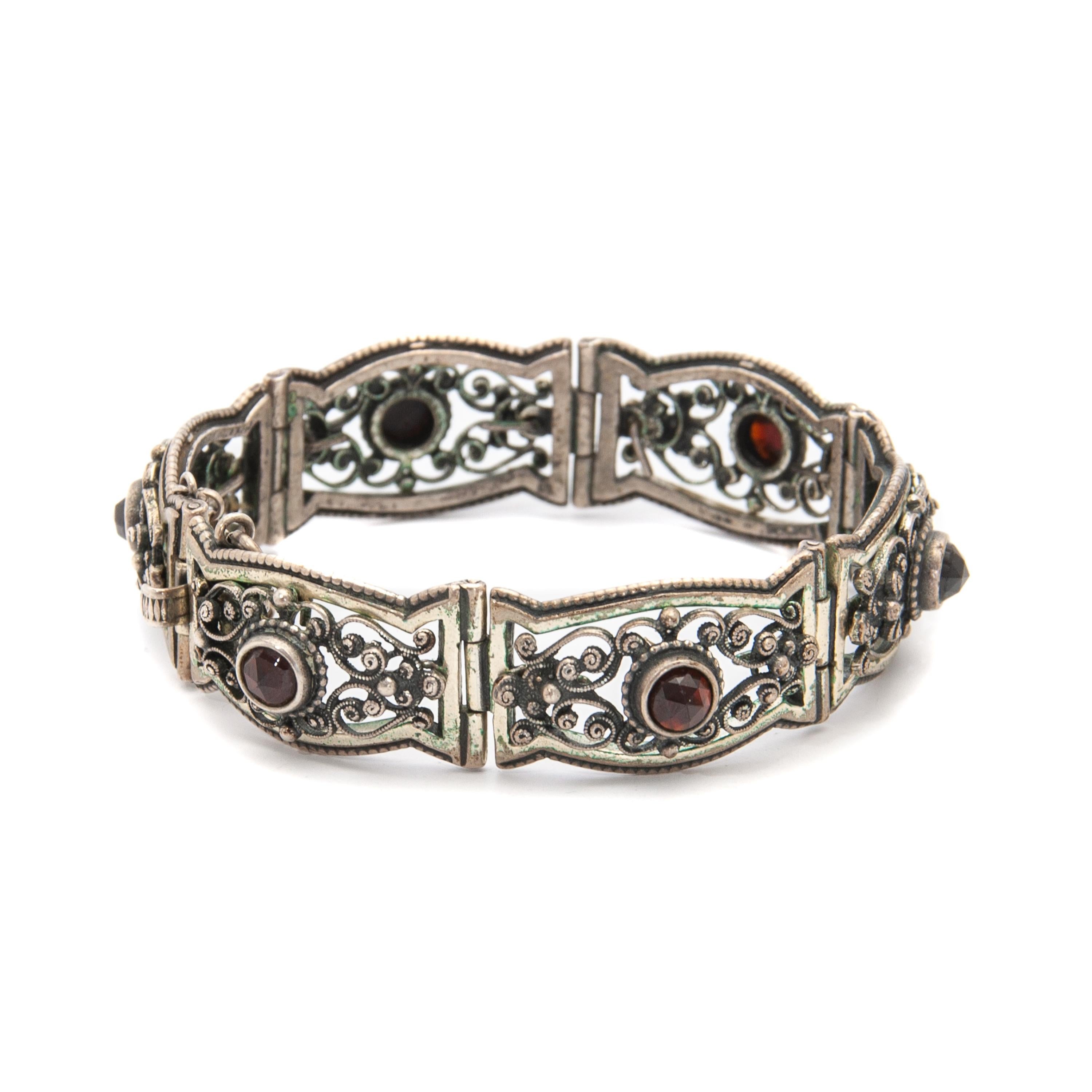 silver and garnet bracelet