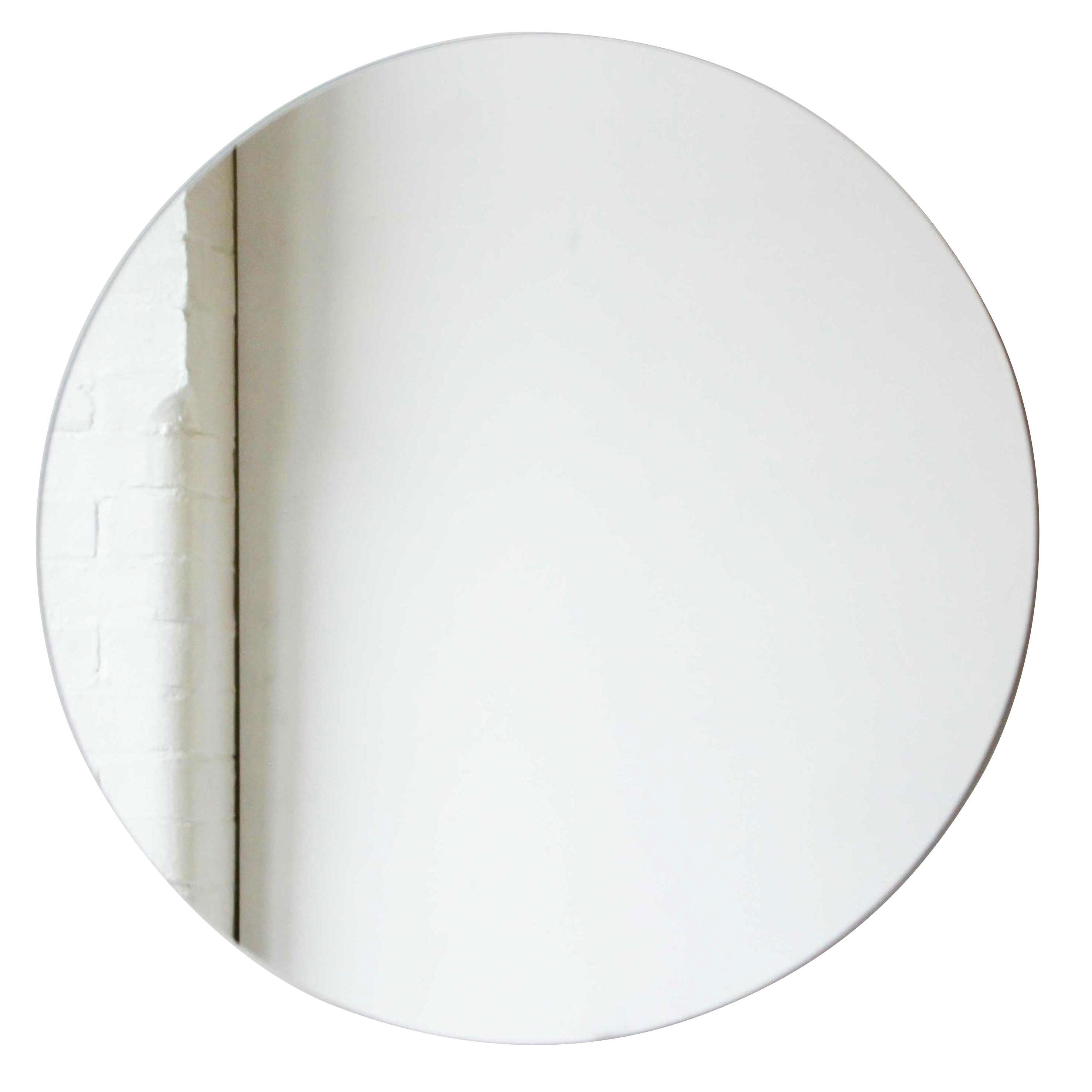 Contemporary Orbis Round Minimalist Frameless Mirror with Floating Effect, XL For Sale