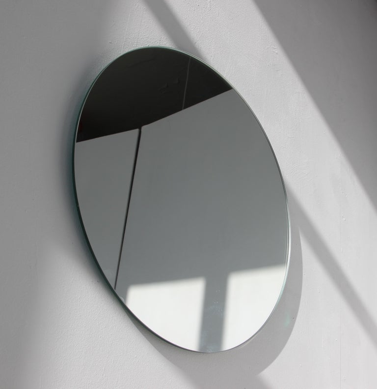 Orbis Round Minimalist Art Deco Frameless Mirror - Extra Large, Oversized For Sale 2