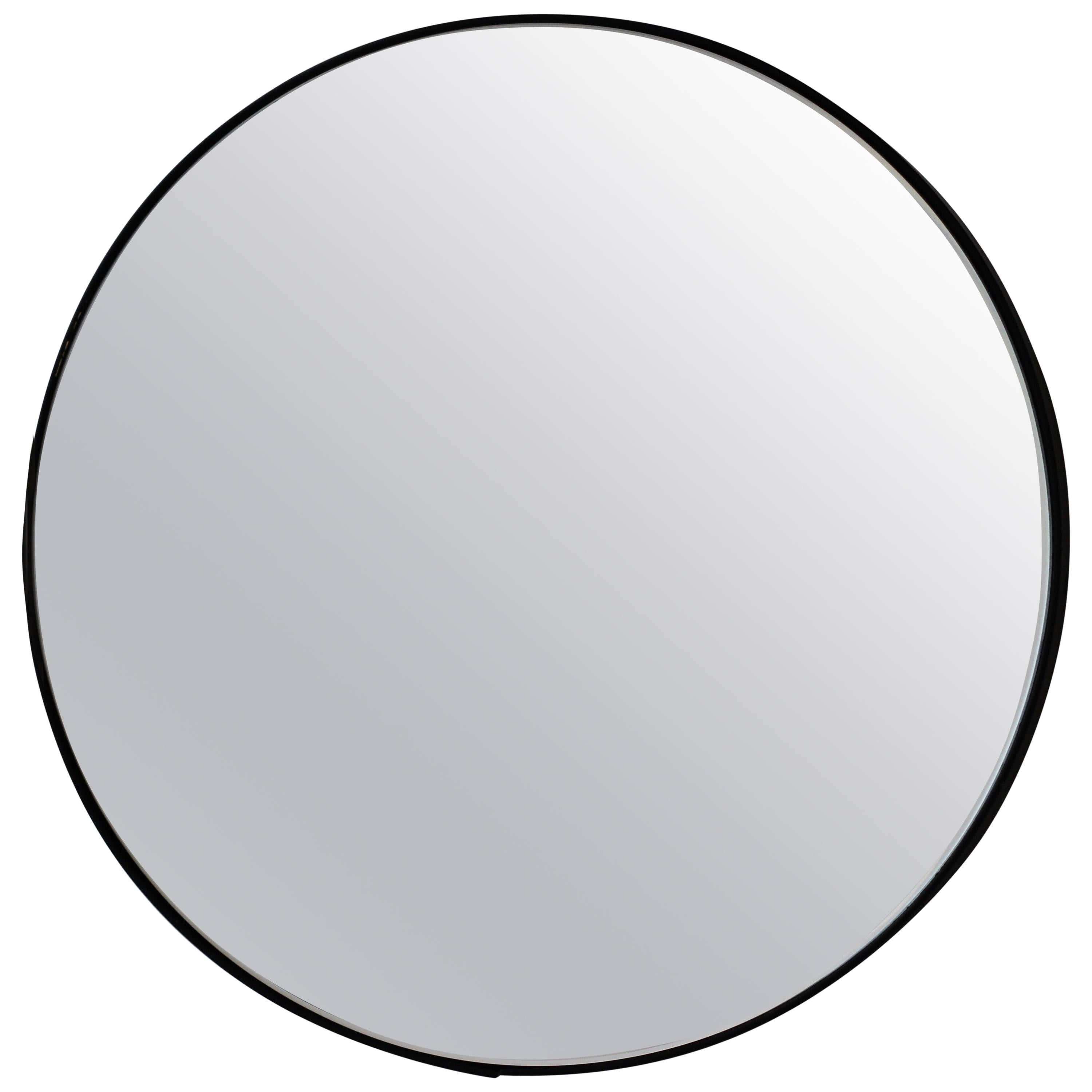 Orbis Round Art Deco Mirror with Handcraft Black Frame, Medium (Miroir rond Art Déco avec cadre noir fait main) en vente