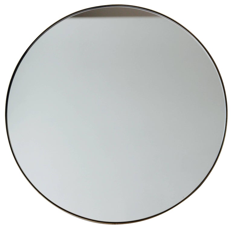 Silver Orbis Round Mirror With Brass Frame Dia 50cm 19 7 For Silver Orbis Round Mirror With Brass Frame Dia 50cm 19 7 For