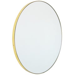 Orbis Round Minimalist Contemporary Mirror with a Brass Frame - Medium