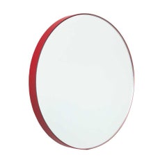 Orbis Round Contemporary Mirror with Red Frame, Regular