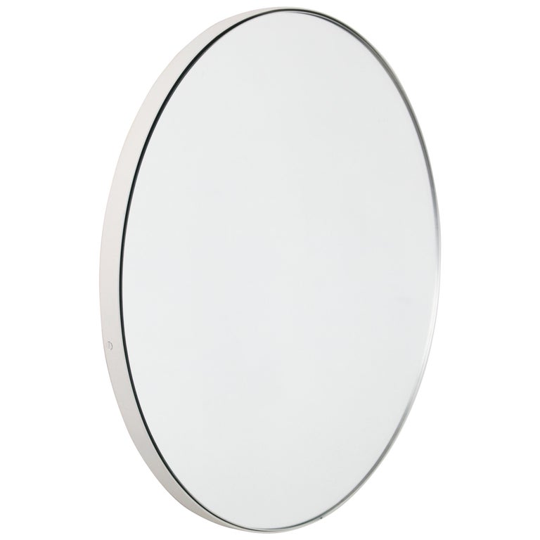 Orbis Round Silver Tinted Mirror With White Frame Extra Large