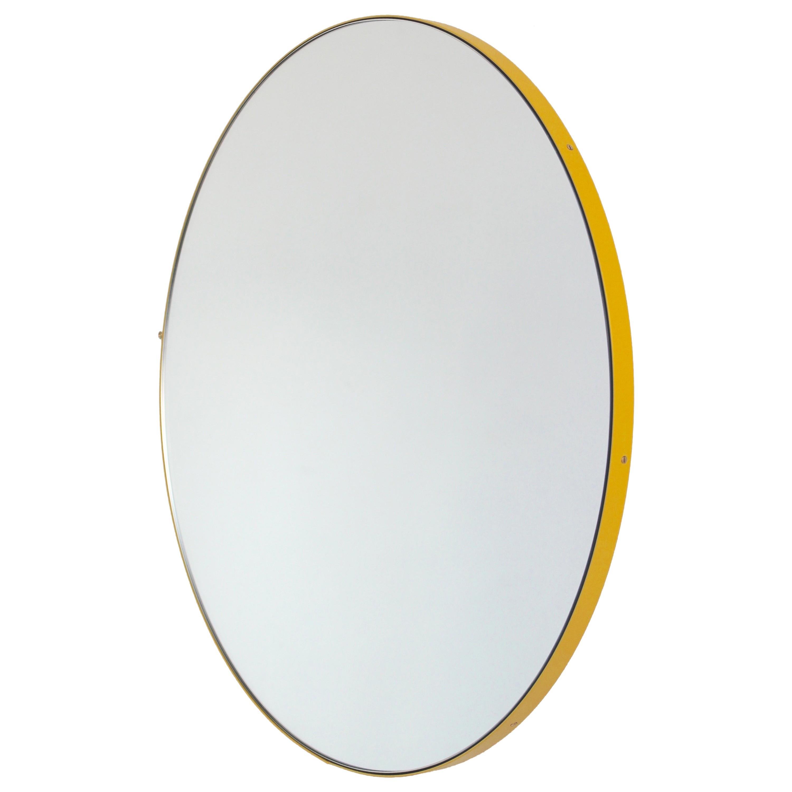 Orbis Round Modern Customisable Mirror with Green Frame, Large For Sale