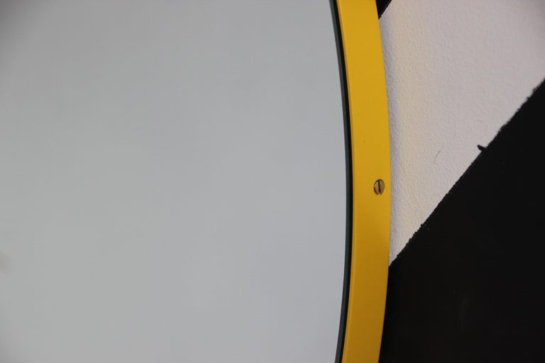 Bespoke Contemporary Silver Tinted Orbis™ Round Mirror, Yellow Frame