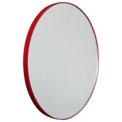 Orbis Round Modern Mirror with Handcrafted Red Frame, XL