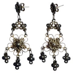 Silver Ornate Filigree Drop Earrings