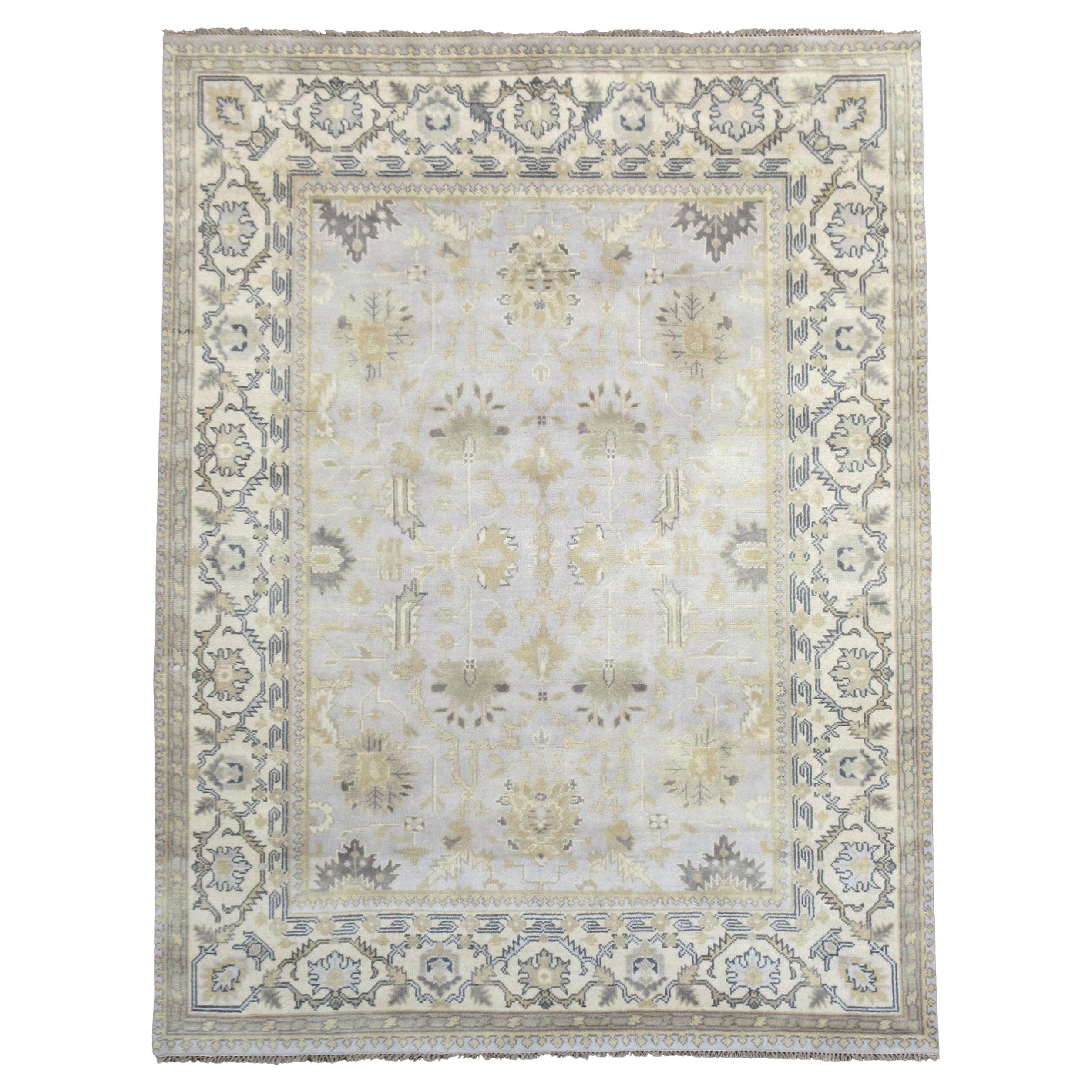 Silver Oushak Area Rug For Sale