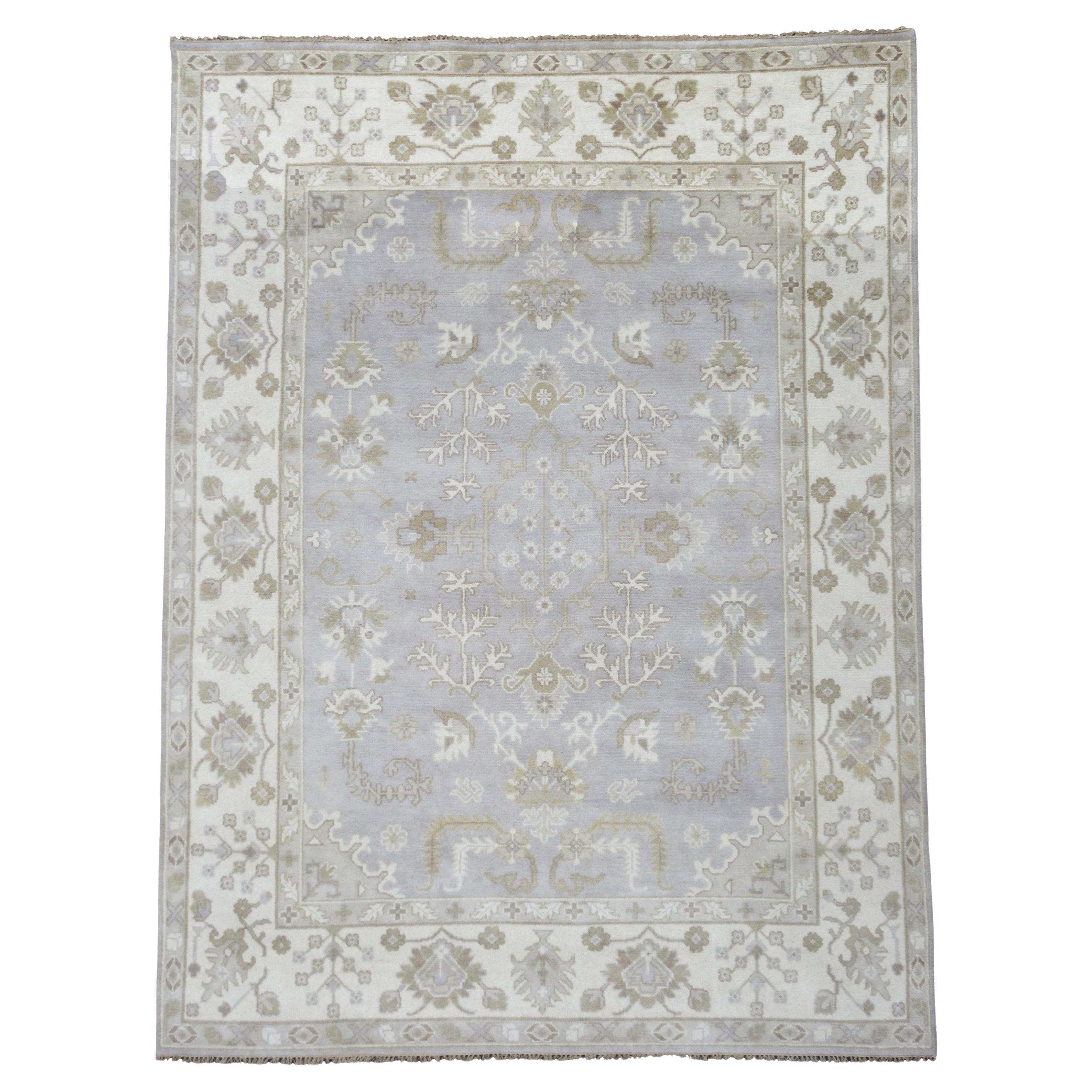 Silver Oushak Area Rug For Sale
