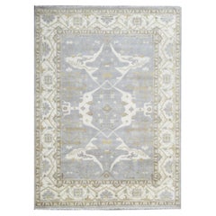 Silver Oushak Hand-Knotted Rug