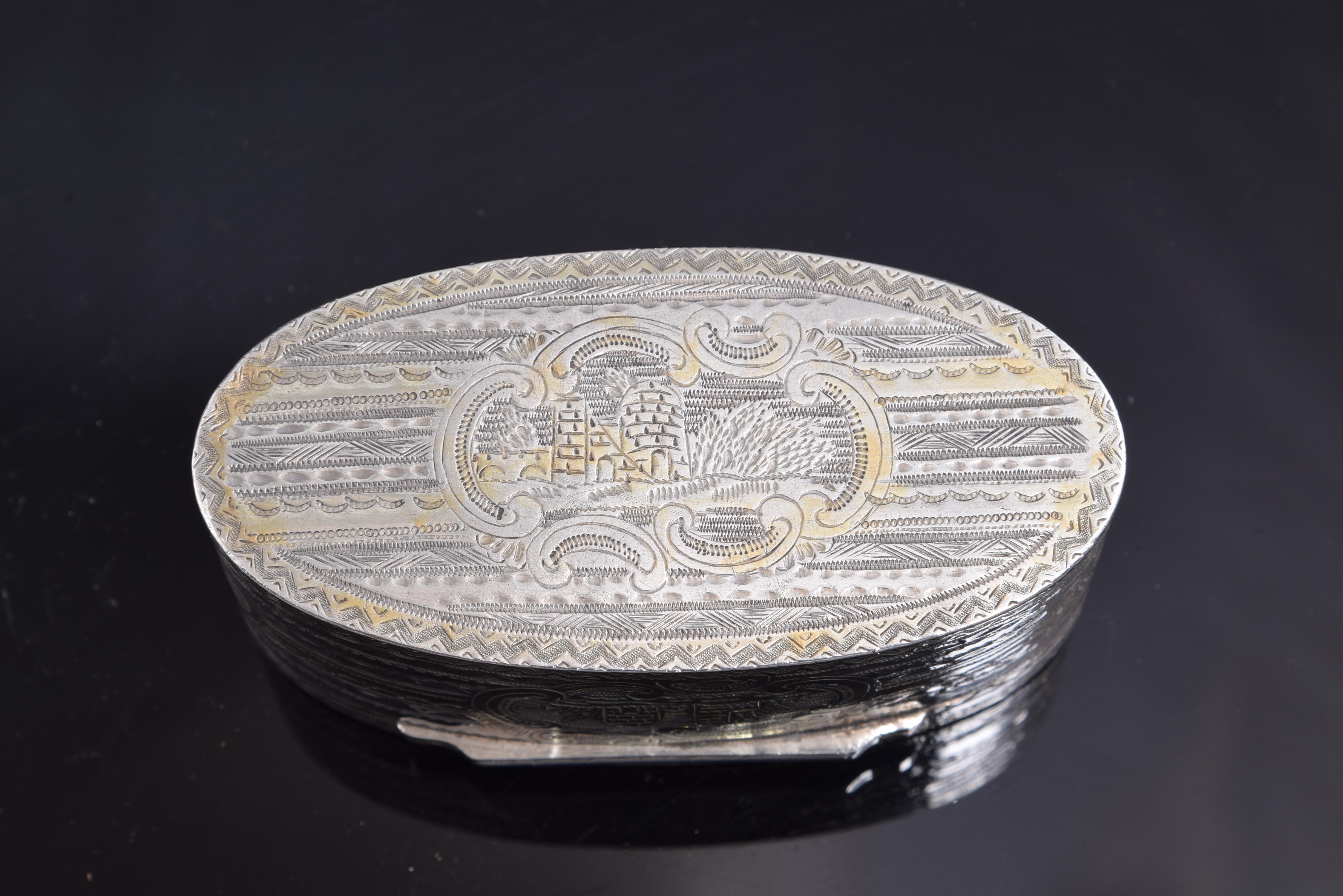 European Silver Oval Box, 19th Century, with Hallmarks For Sale