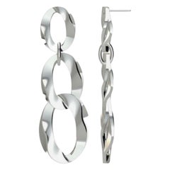Silver Oval Link Statement Drop Earrings