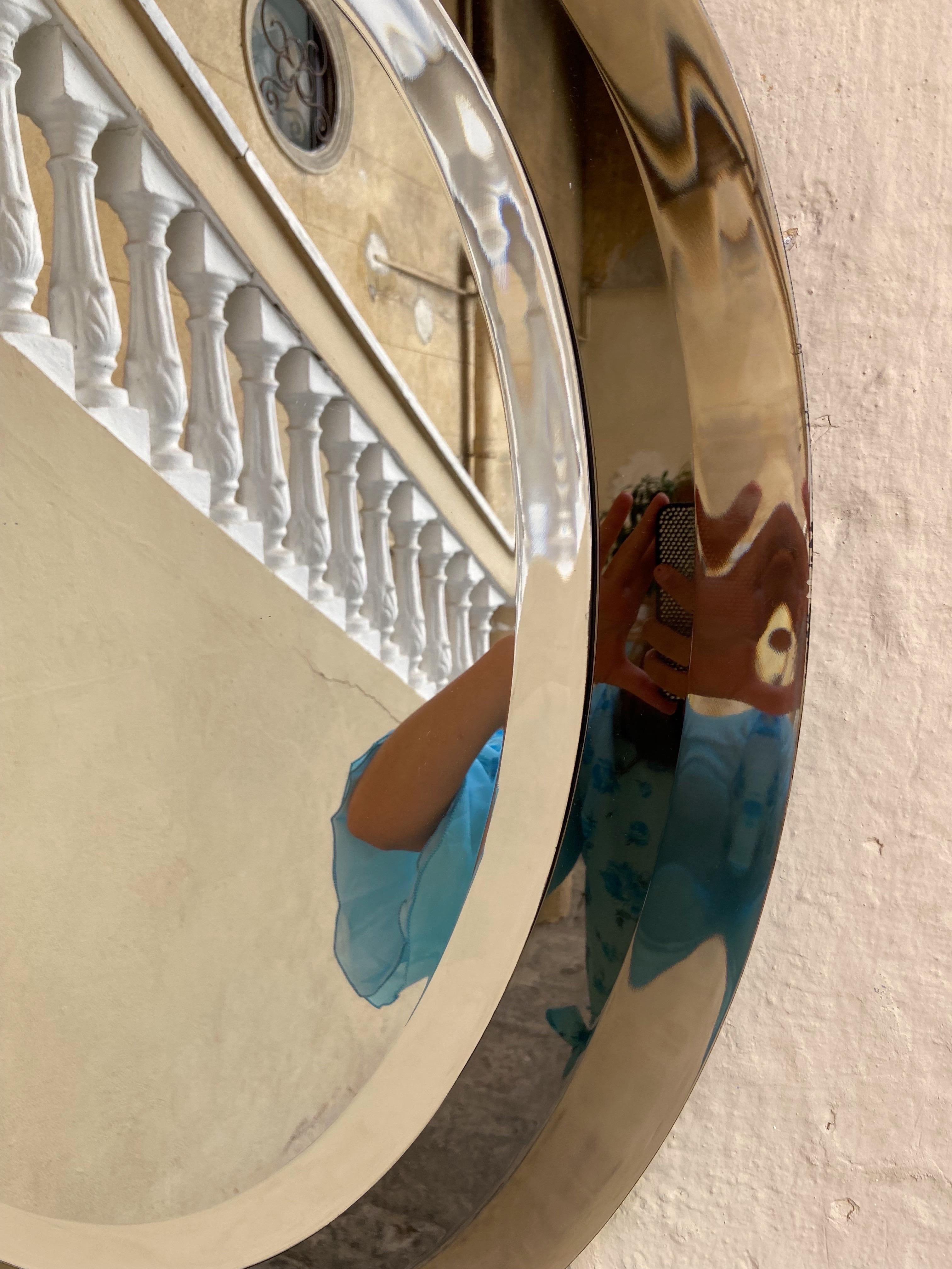 Mid-Century Modern Silver Oval Mirror by Cristal Arte, circa 1960, Italy For Sale