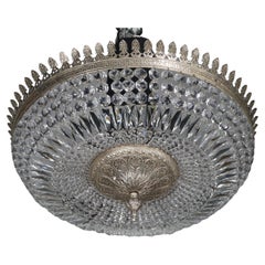 Silver Over Bronze & Crystal Pendant or Plafonnier