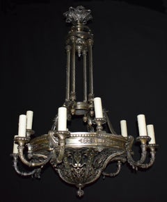 Lustre néoclassique argenté sur bronze