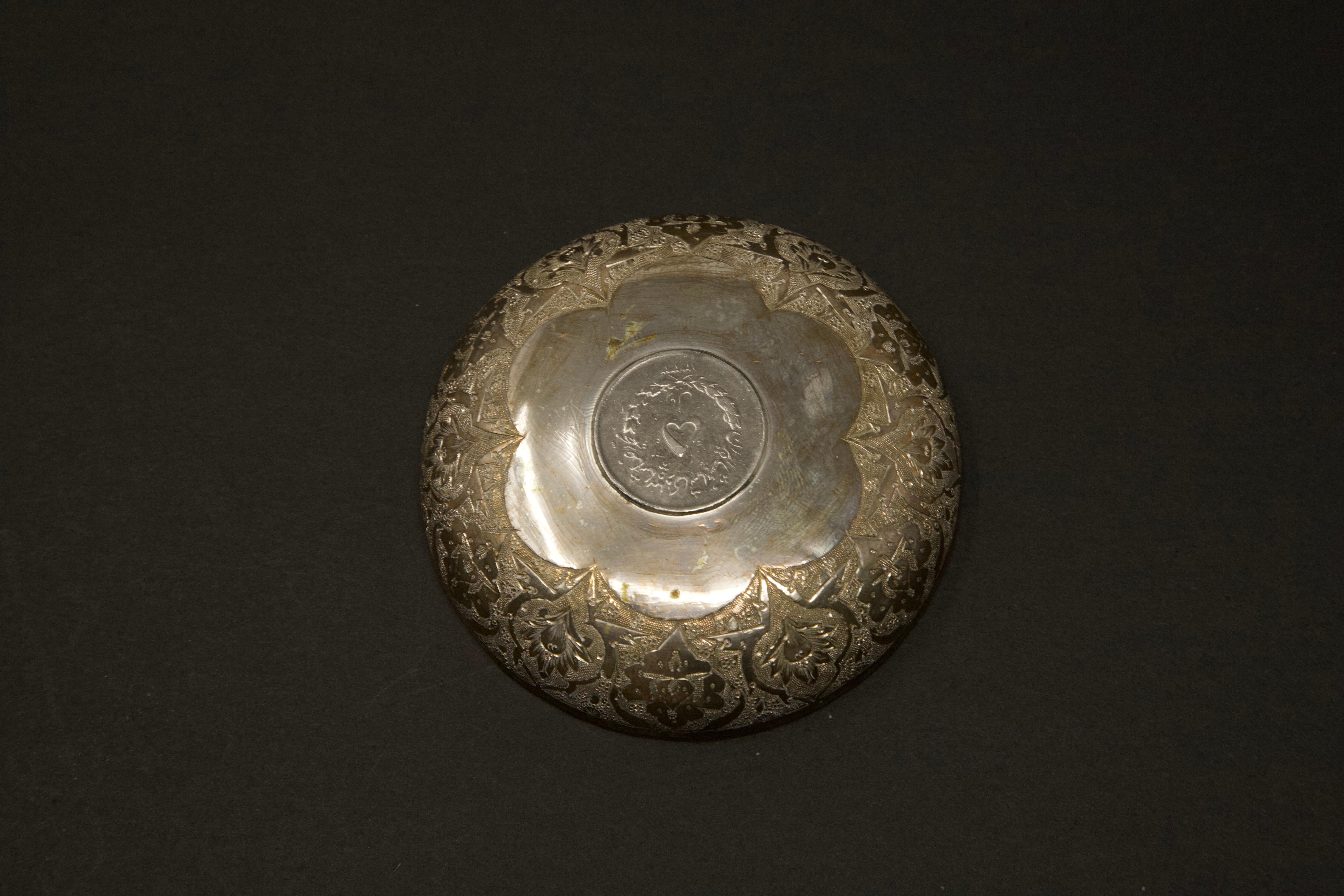 Chinese Silver over Copper Coin Dish For Sale