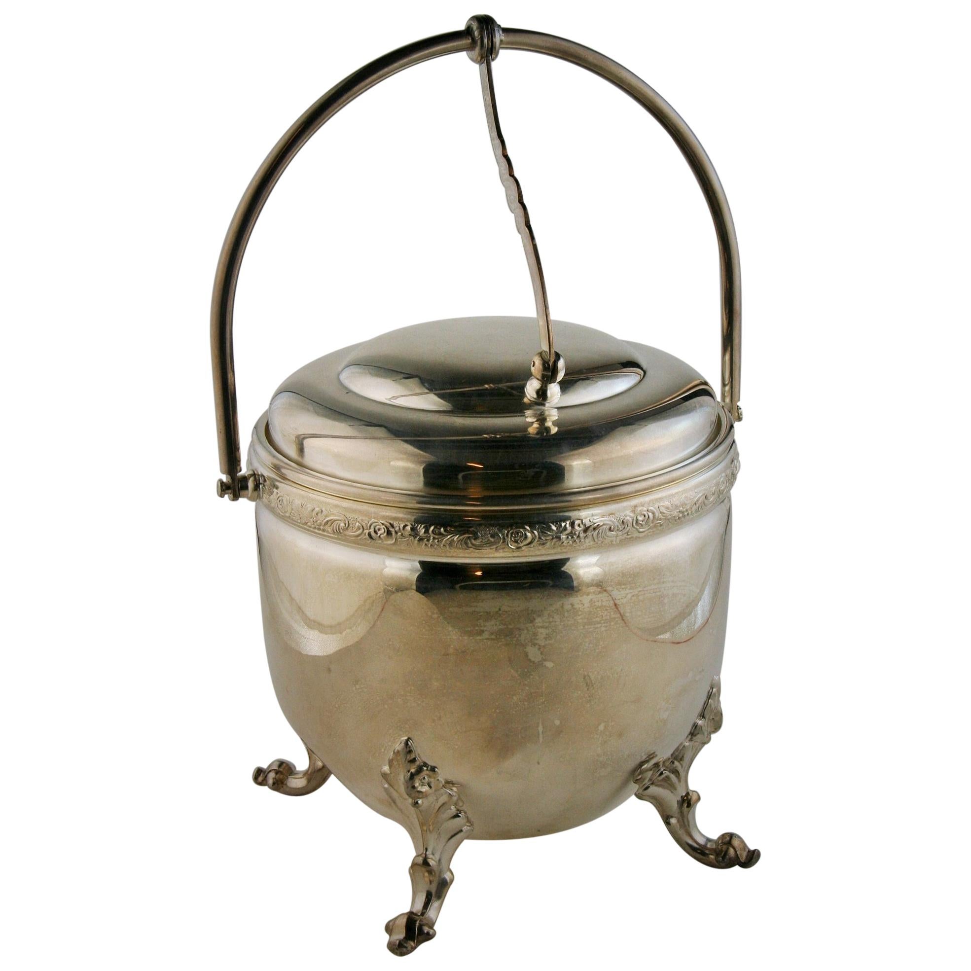 Silver over Copper Footed Ice Bucket, circa 1940 For Sale