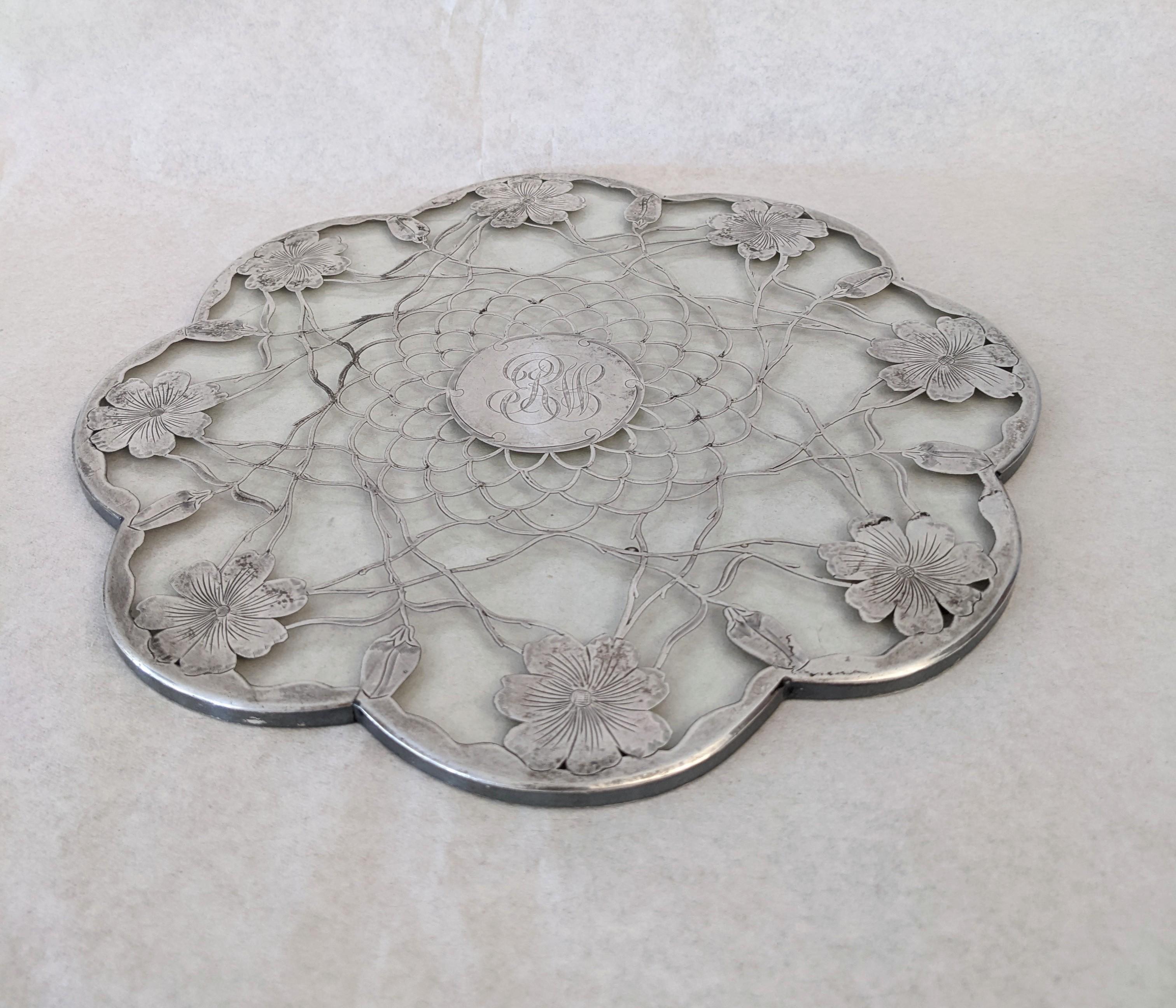 Early 20th Century Silver Overlay Art Nouveau Trivet For Sale