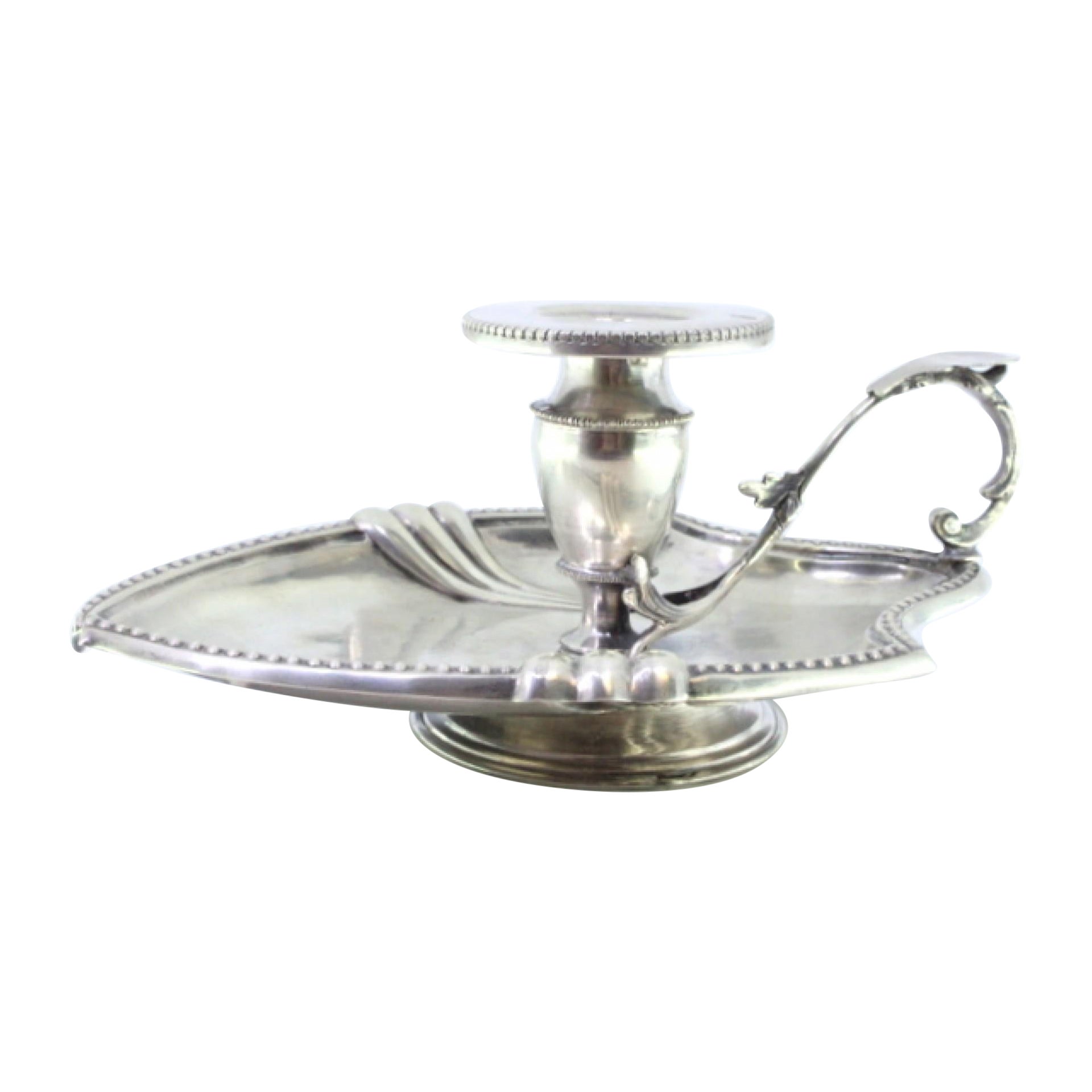 Silver paddle with pearly friezes and leaf-shaped reliefs supporting the shaft For Sale