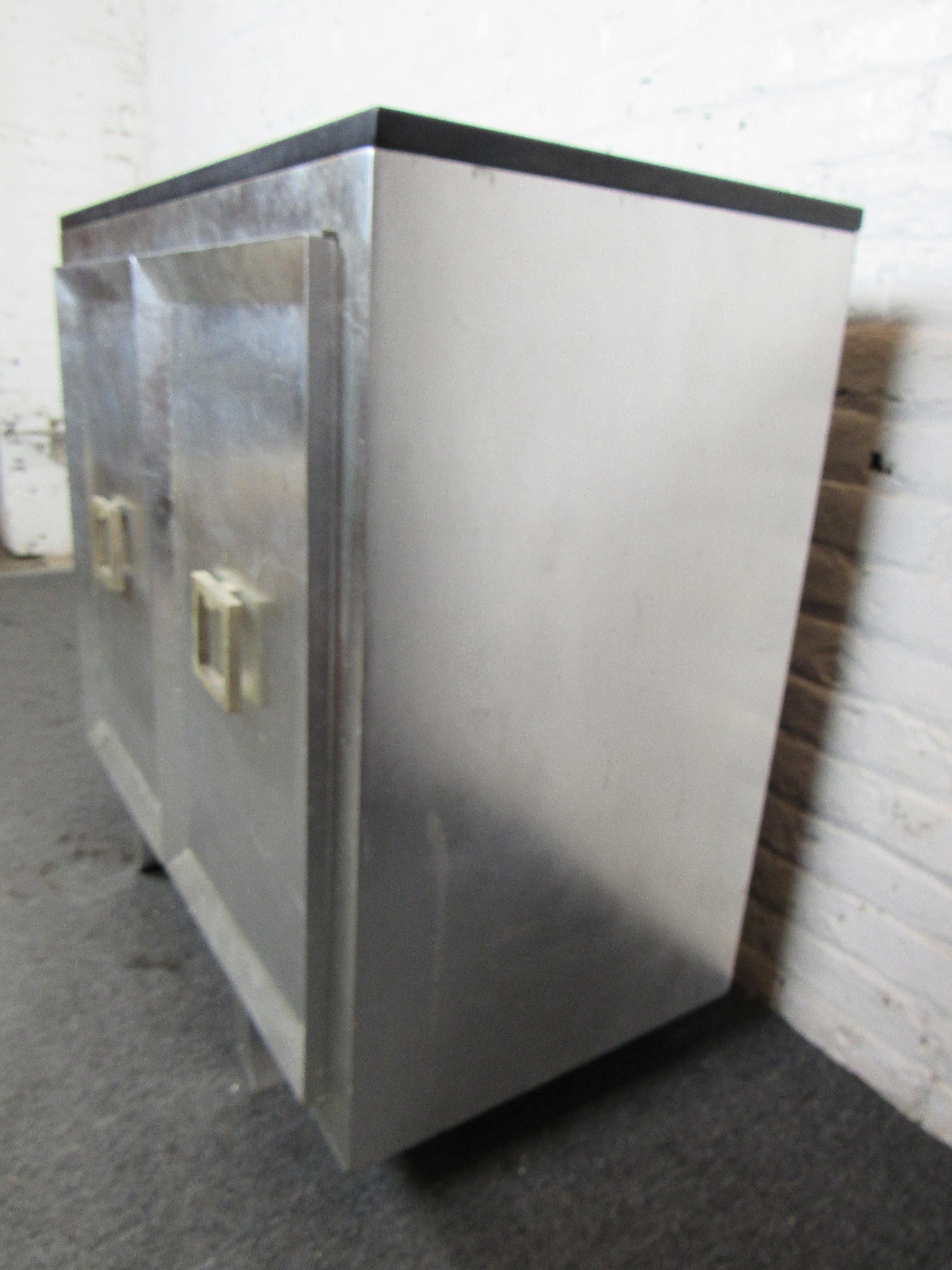 Silver Painted Cabinet w/ Marble For Sale 2