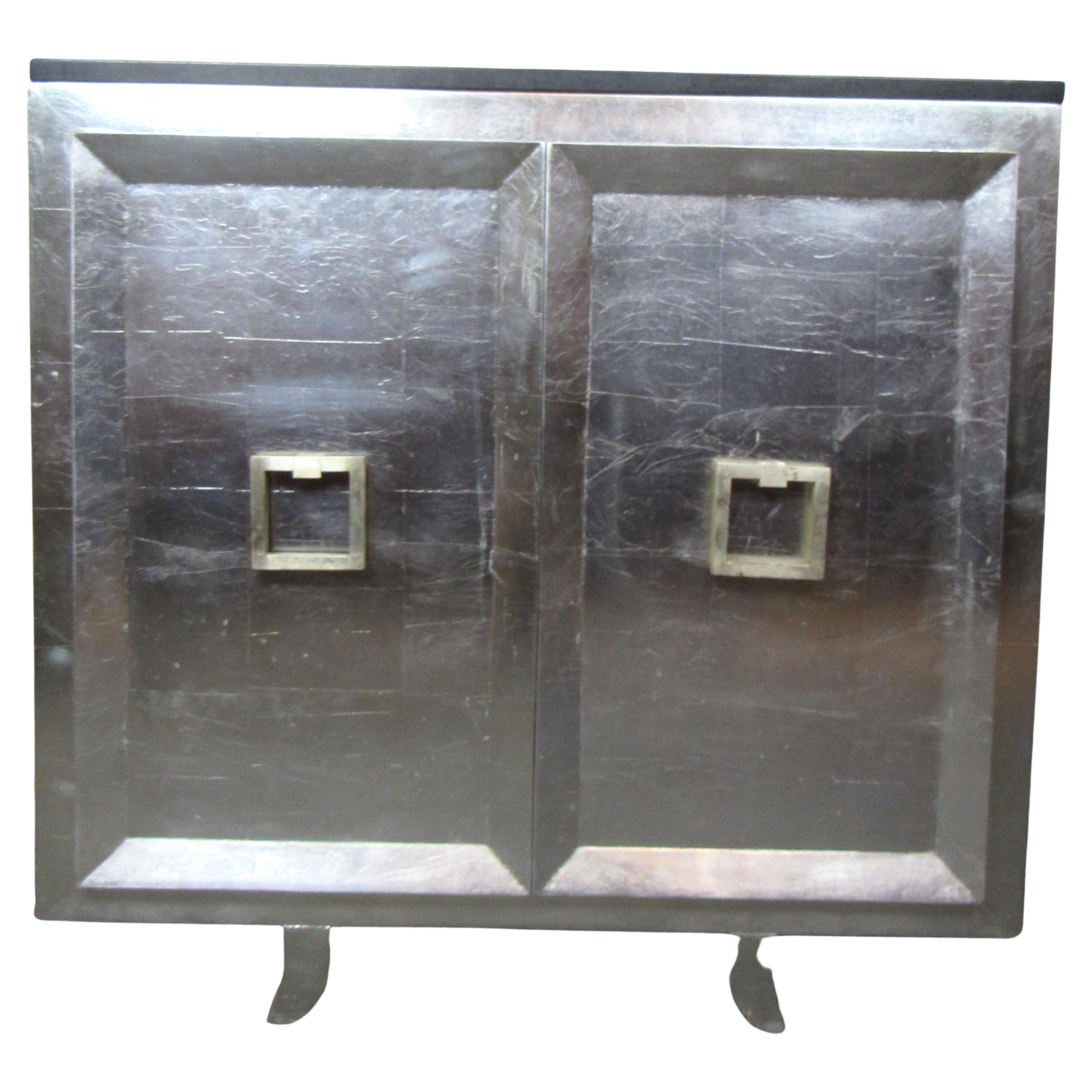 Silver Painted Cabinet w/ Marble