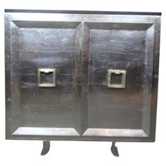 Silver Painted Cabinet w/ Marble