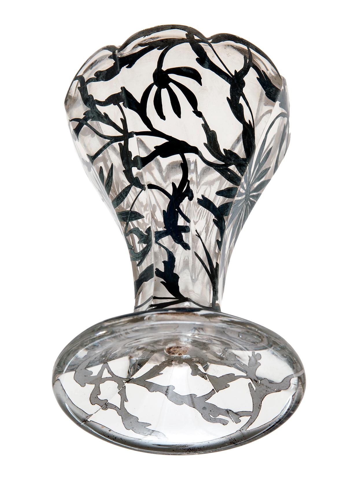 Vaso de cristal pintado de plata para helados/Conservador de pinceles Estadounidense en venta