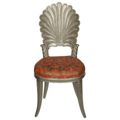 Chaise Grotto Shell peinte en argent