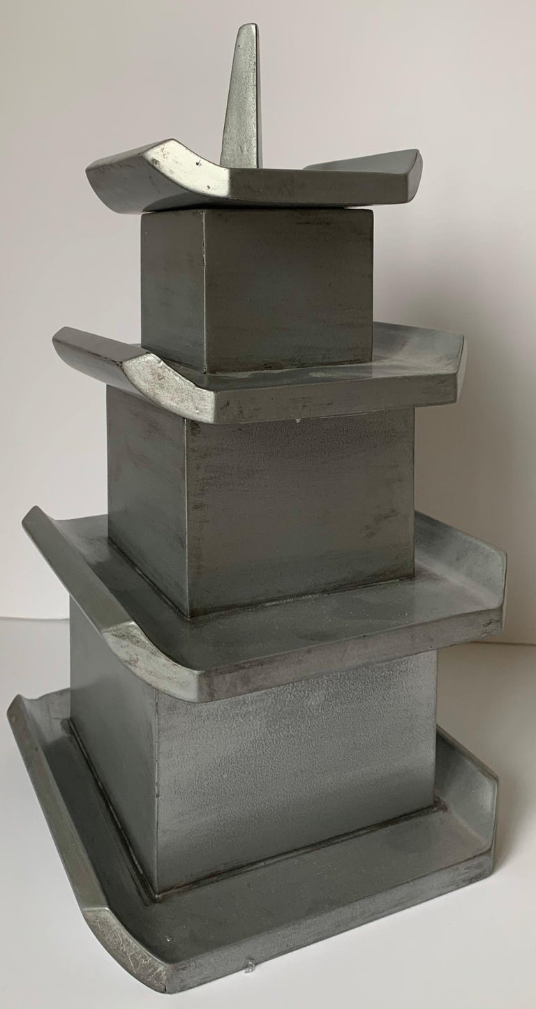 Silver Painted Wooden Pagoda Storage Box For Sale at 1stDibs silver