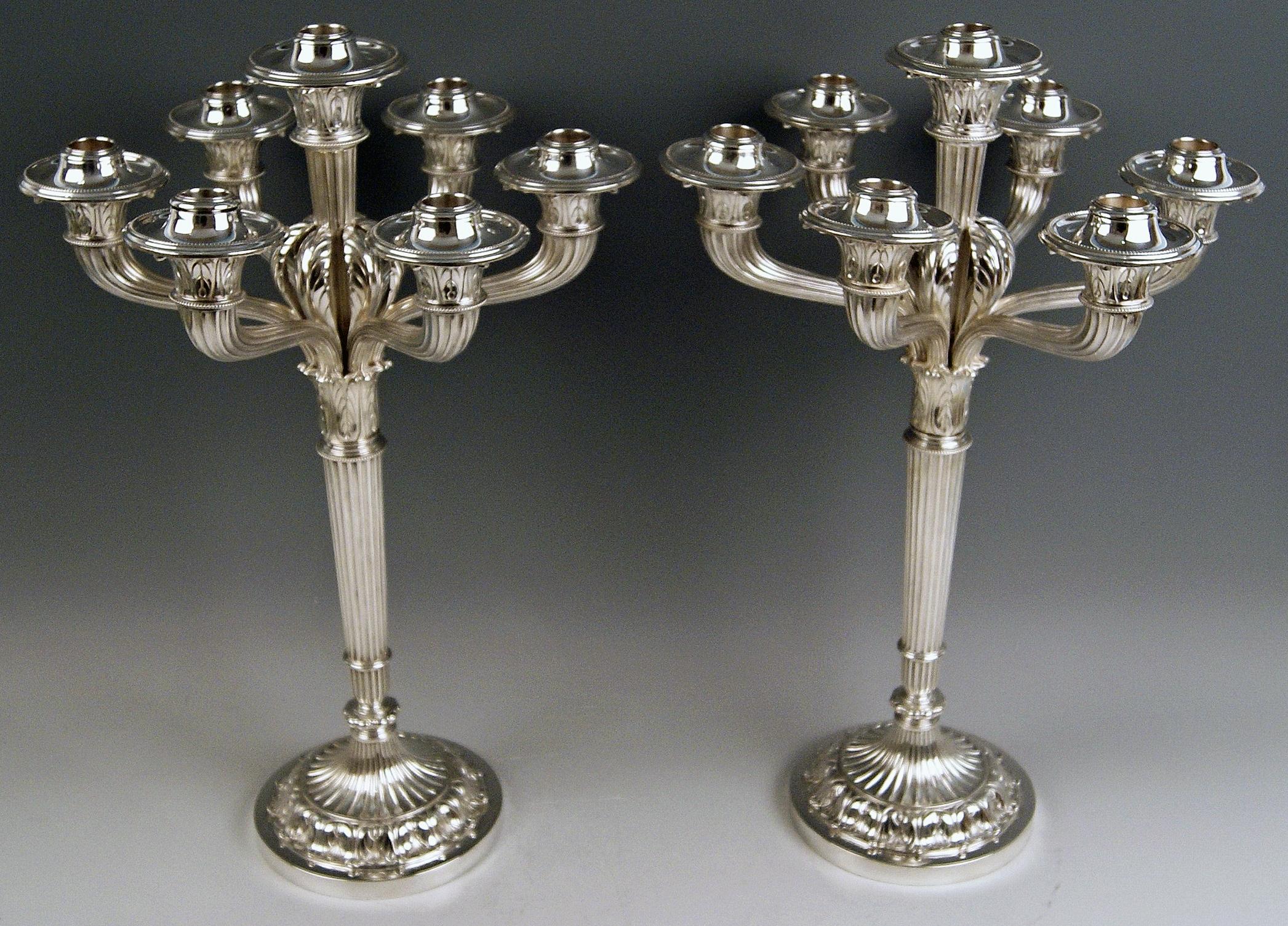 Victorian Silver Pair of Candlesticks Bruckmann & Sons Weight 206.27 oz Germany, 1882-1885