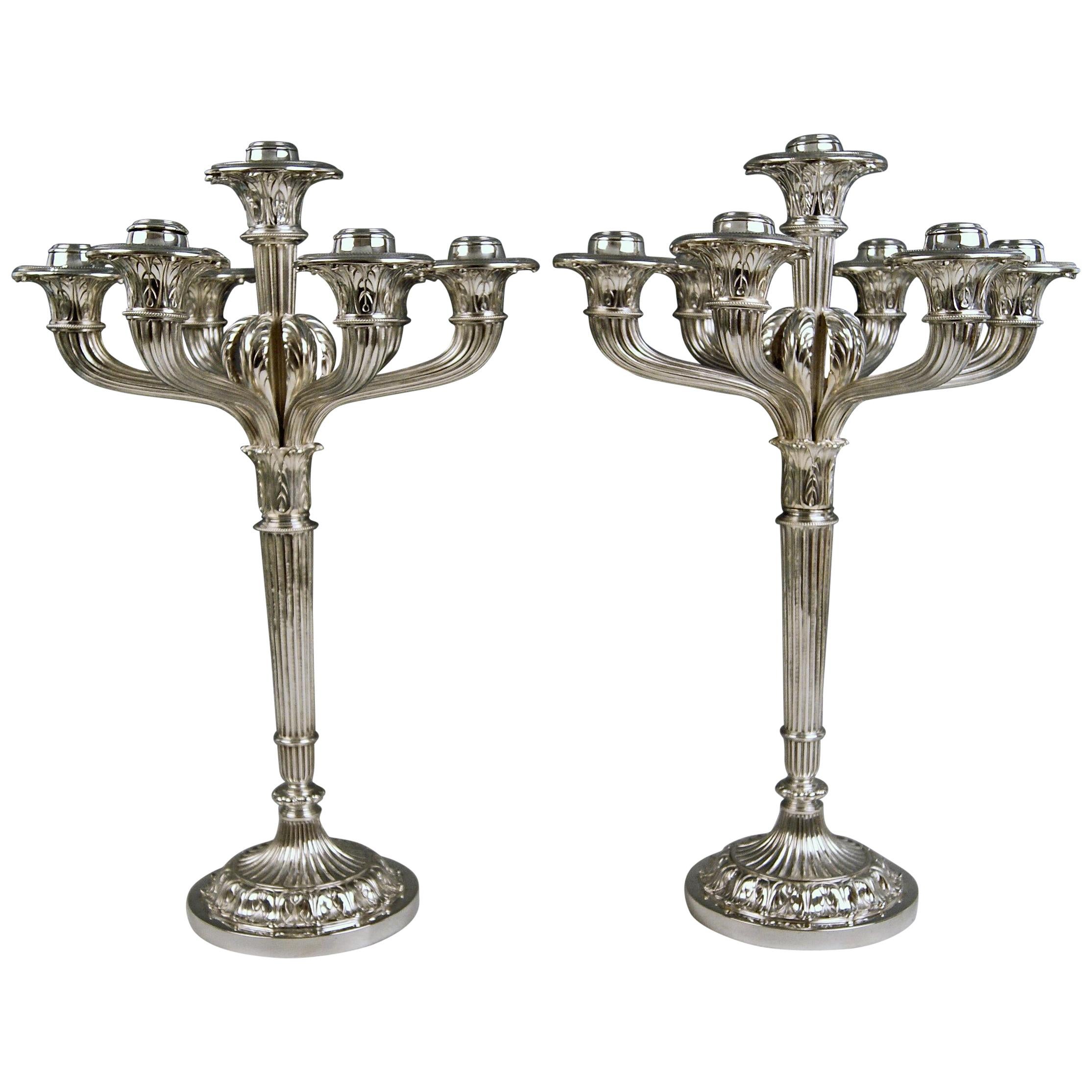 Silver Pair of Candlesticks Bruckmann & Sons Weight 206.27 oz Germany, 1882-1885