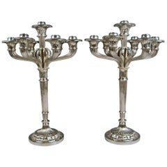 Silver Pair of Candlesticks Bruckmann & Sons Weight 206.27 oz Germany, 1882-1885