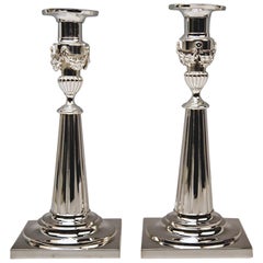 Silver Pair of Candlesticks Period of Classizism Augsburg Germany Haller