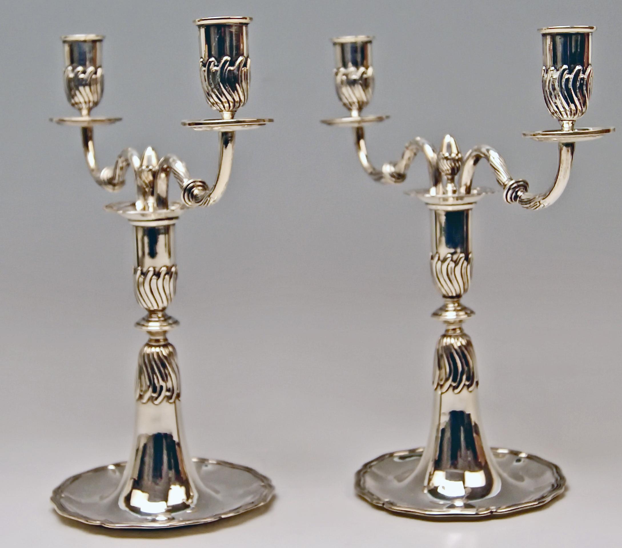 Gorgeous Silver Pair of Nicest Candlesticks of finest manufacturing quality as well as of most elegant appearance. -  These candlesticks were made during HIGH VICTORIAN  PERIOD  (c.1875-80).

They are stunningly made in following manner:  Surface of