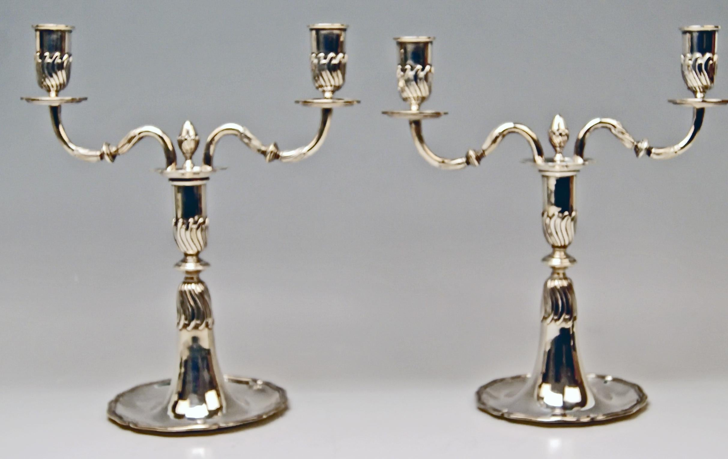 Spanish Silver Pair of Candlesticks, possibly Spain, made circa 1880  For Sale