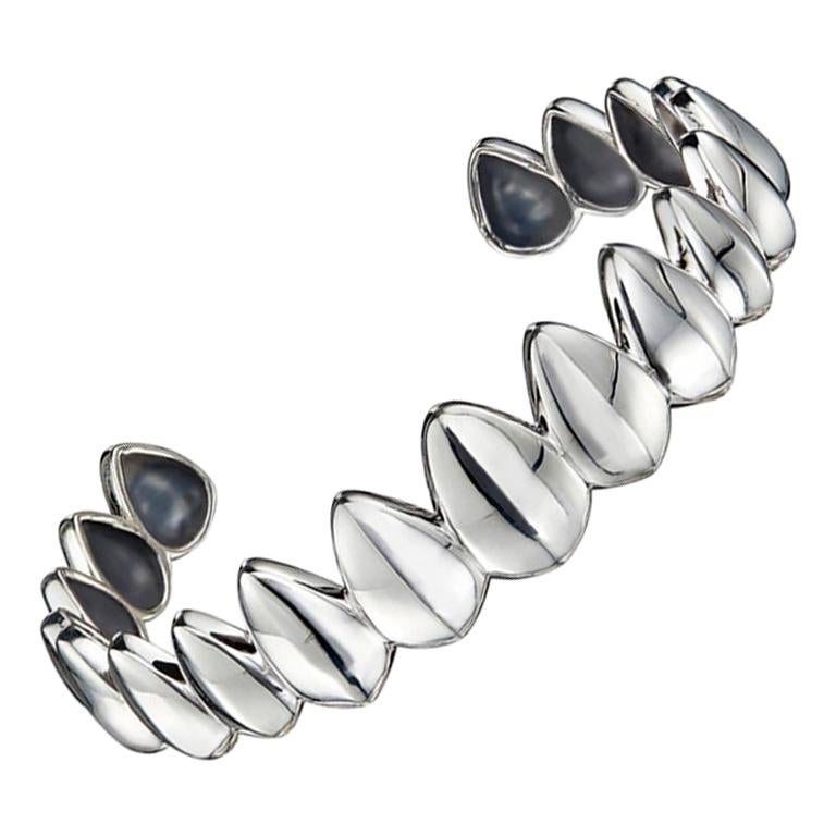 Silver Pangolin Scale Cuff Bracelet  For Sale