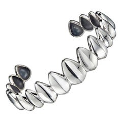 Silver Pangolin Scale Cuff Bracelet 